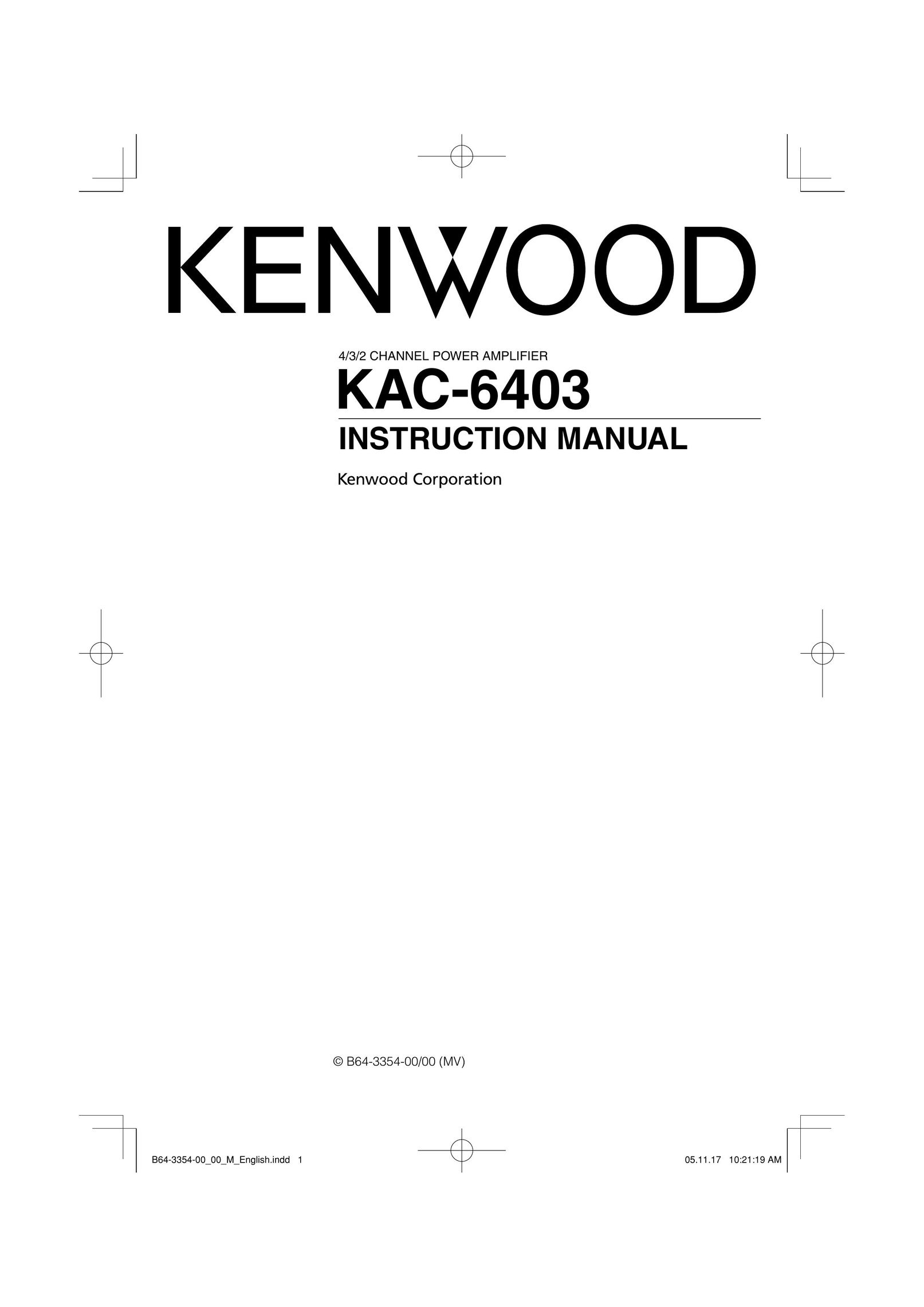 Kenwood KAC-6403 Car Amplifier User Manual