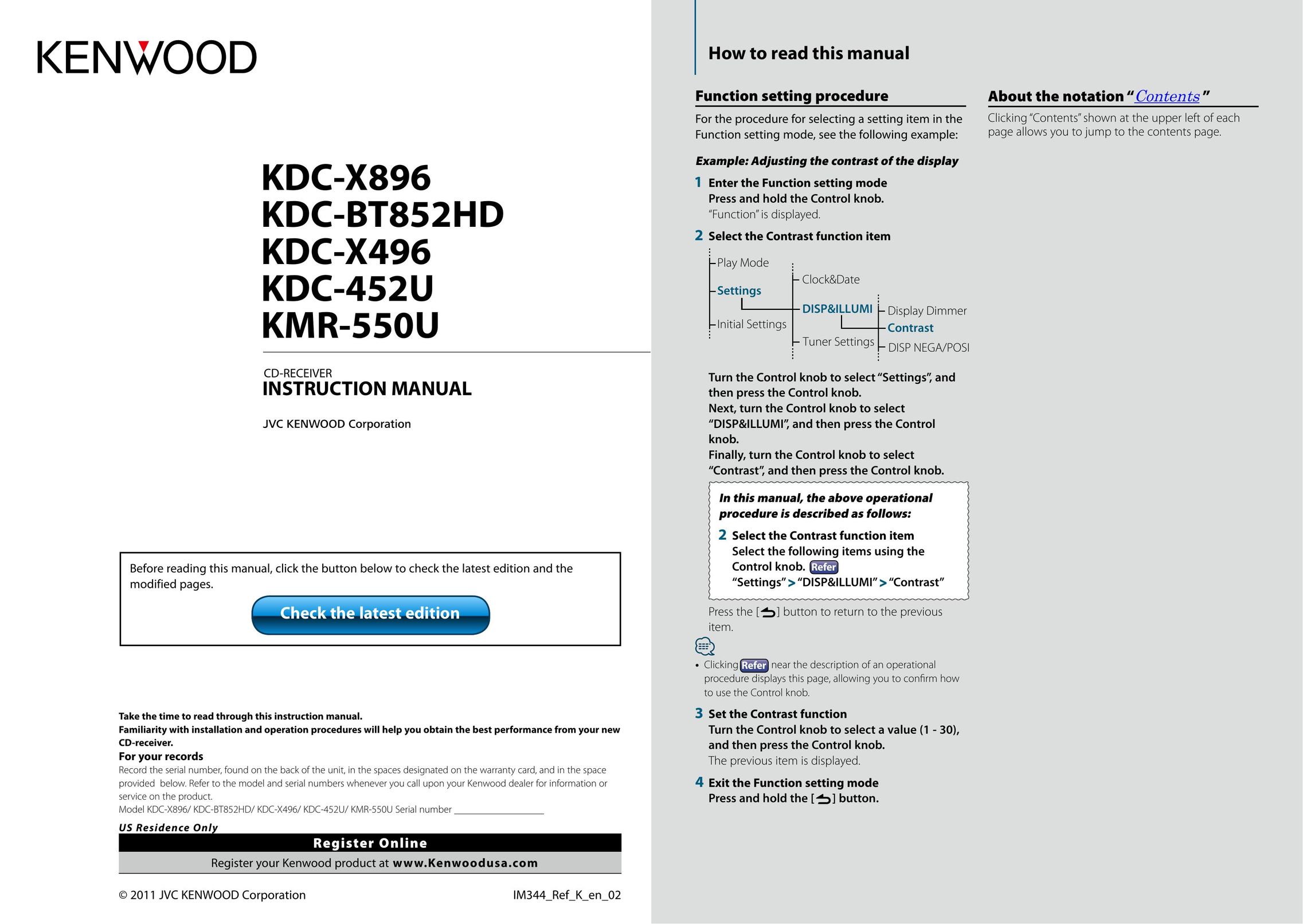 Kenwood KDC-X896 Car Amplifier User Manual