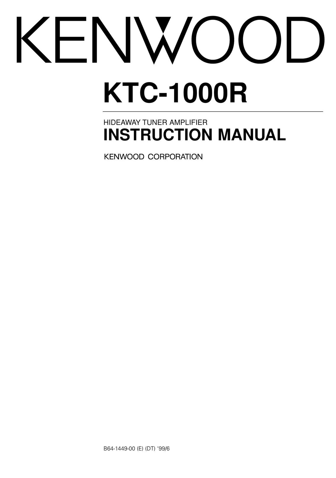 Kenwood KTC-1000R Car Amplifier User Manual