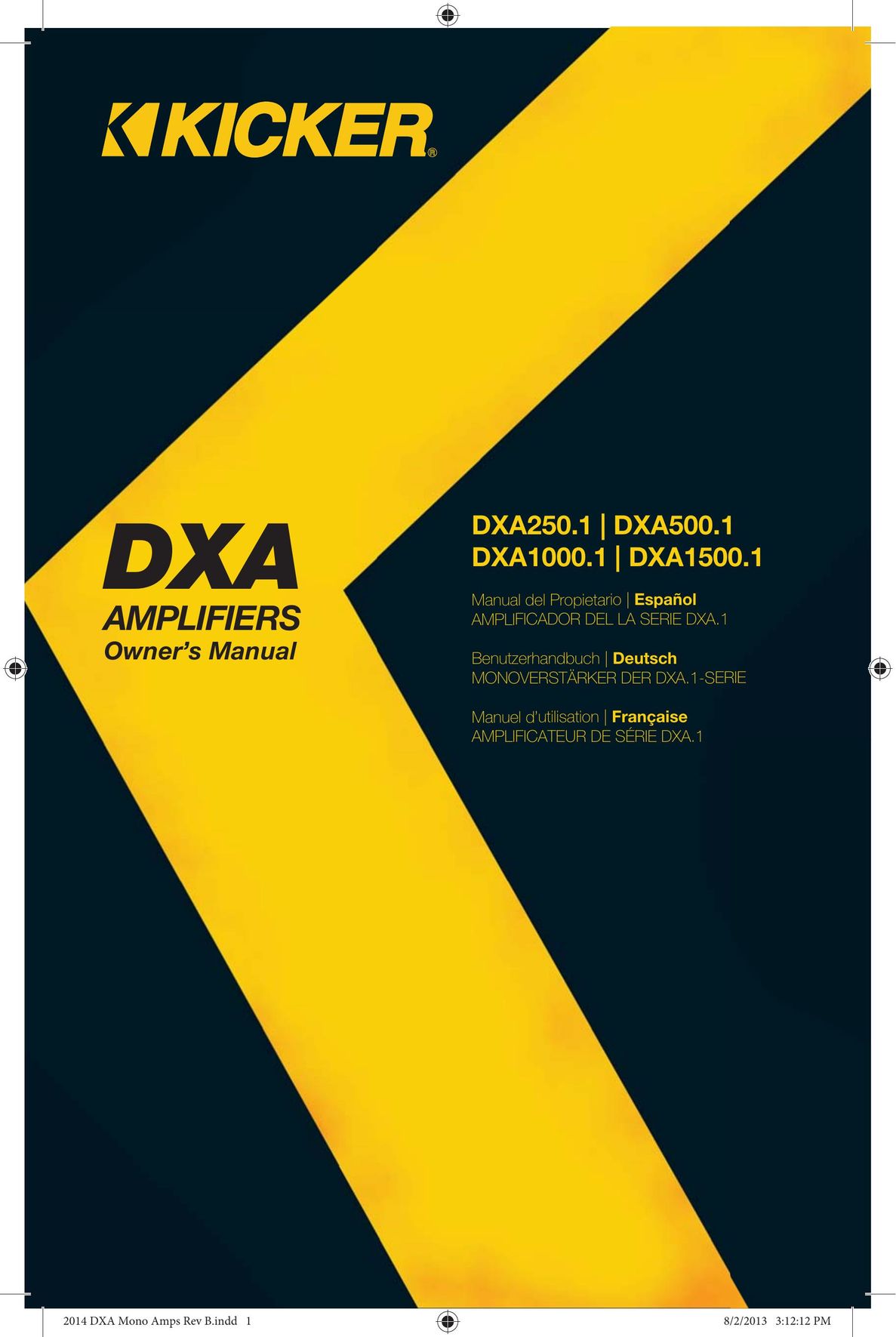 Kicker DXA1000.1 Car Amplifier User Manual