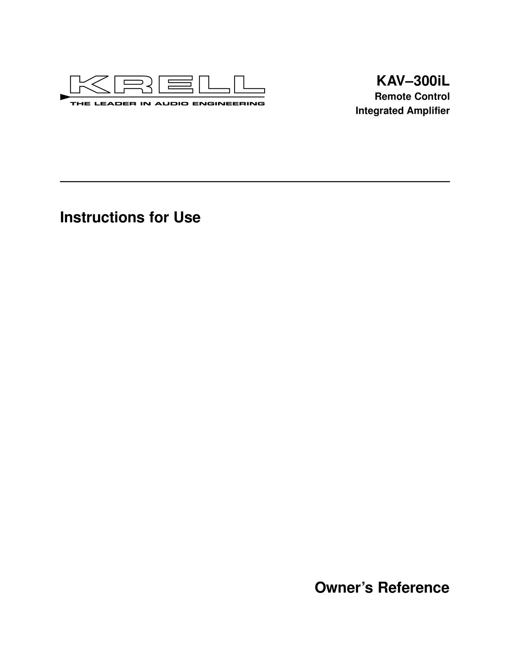 Krell Industries KAV-300IL Car Amplifier User Manual