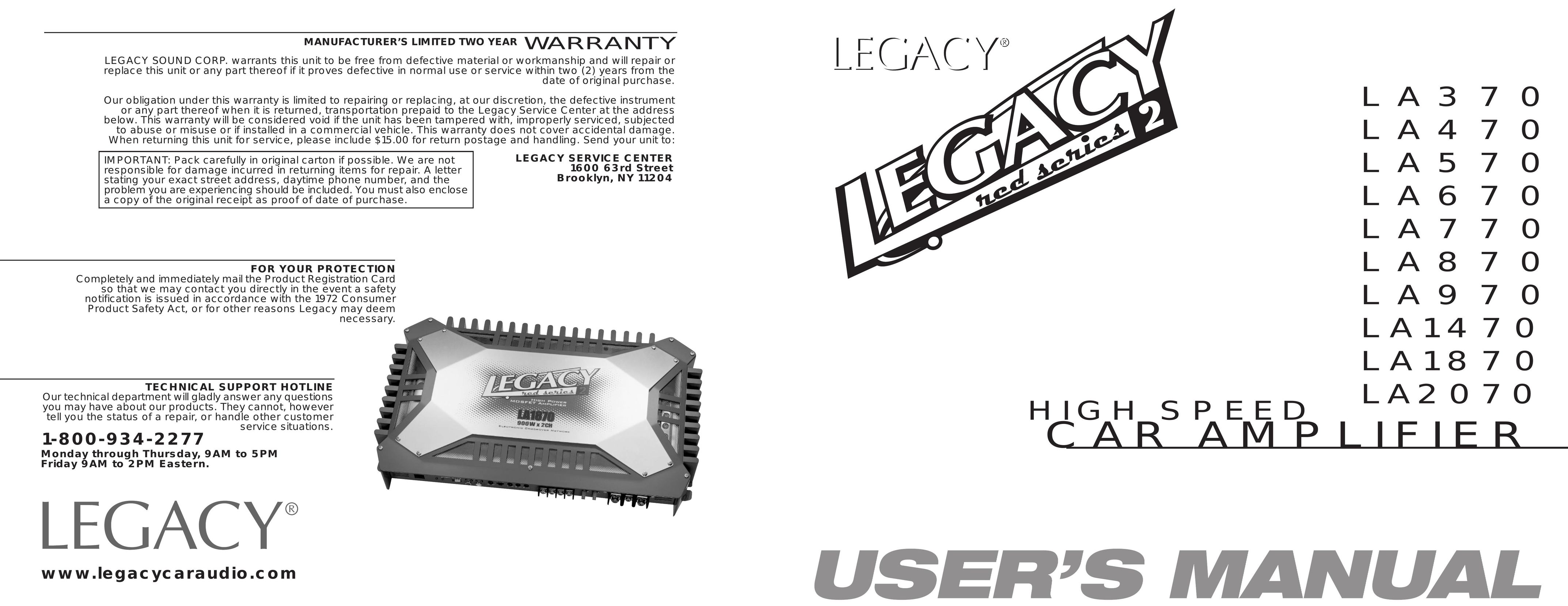 Legacy Car Audio LA1470 Car Amplifier User Manual