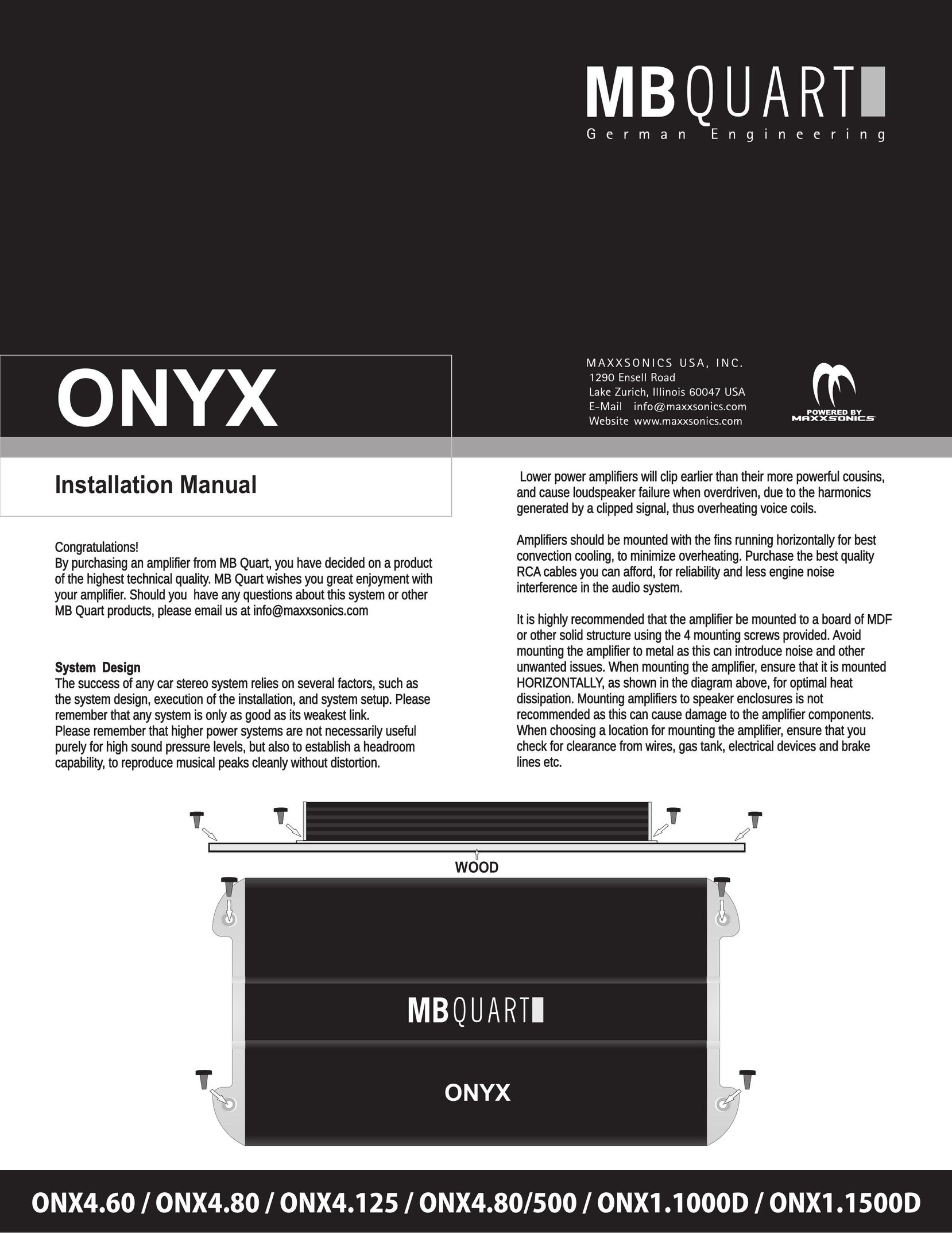 MB QUART ONX4.60 Car Amplifier User Manual