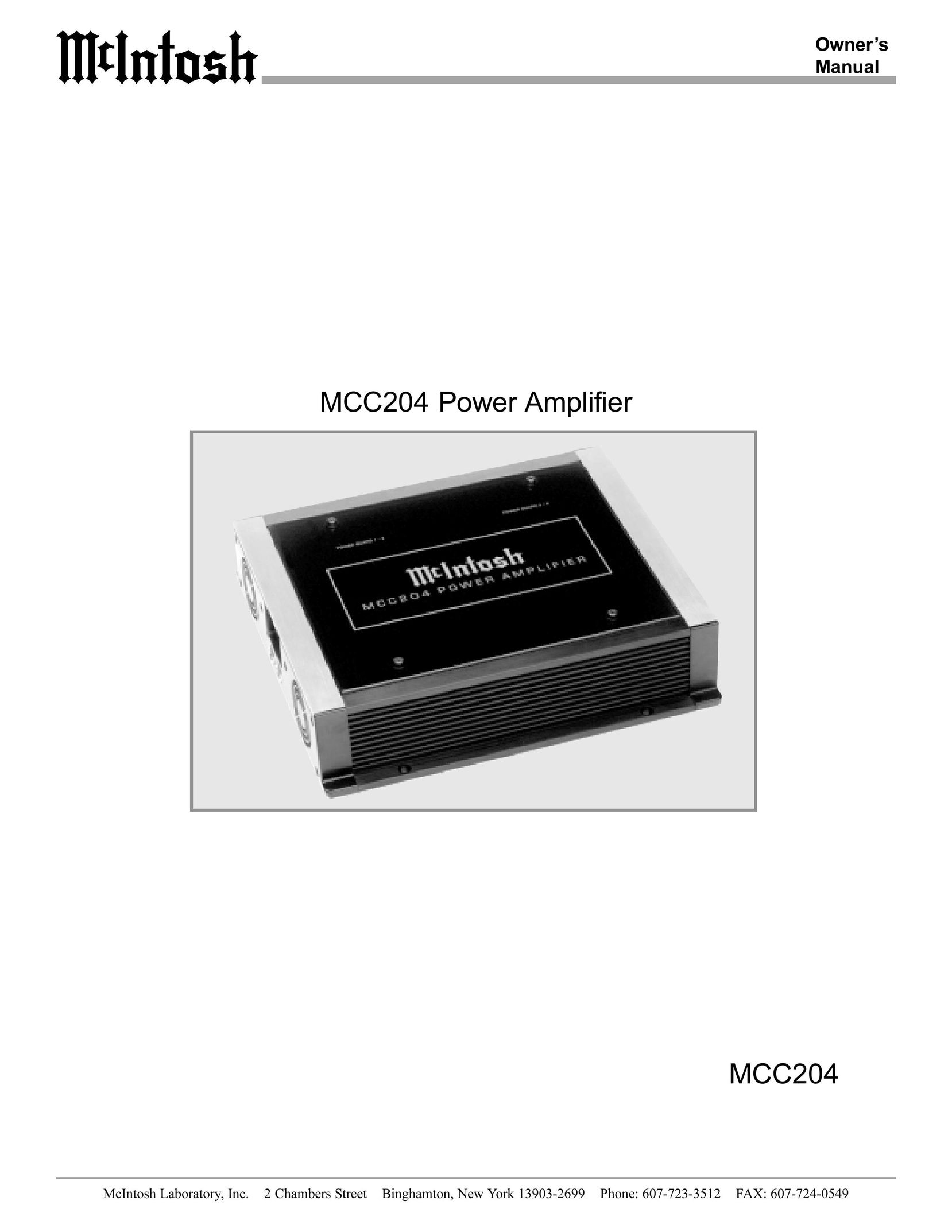 McIntosh MCC204 Car Amplifier User Manual