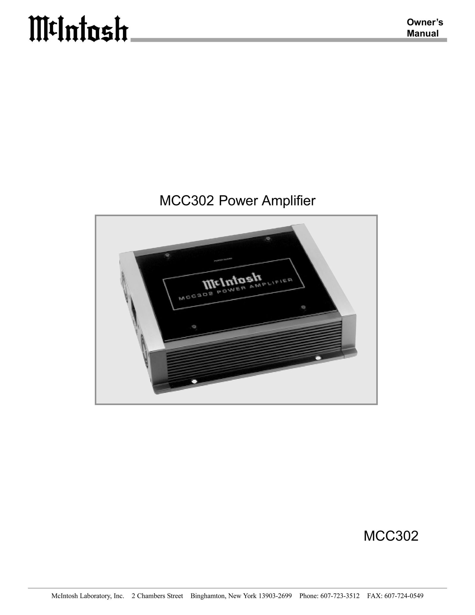 McIntosh MCC302 Car Amplifier User Manual