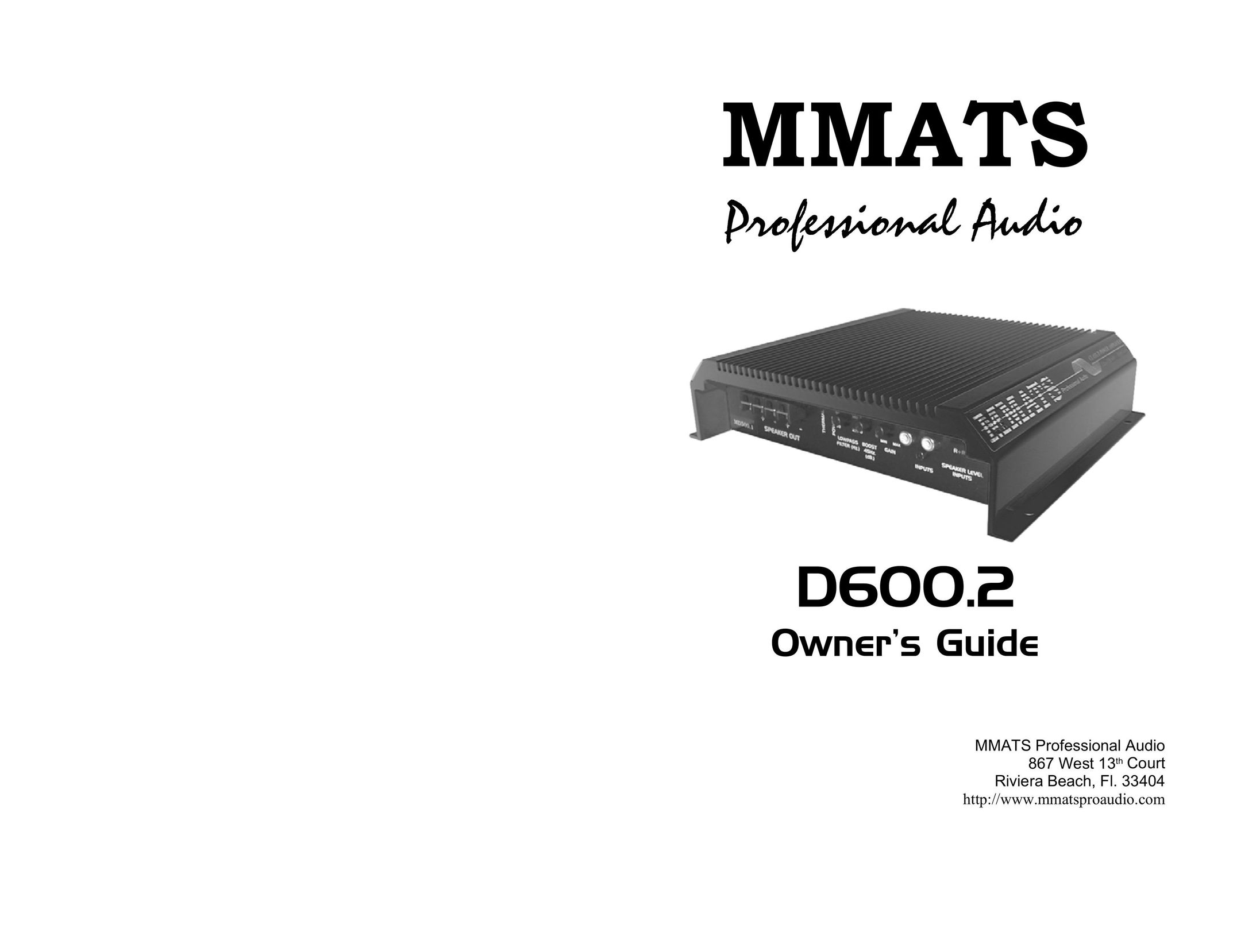 MMATS Professional Audio D600.2 Car Amplifier User Manual