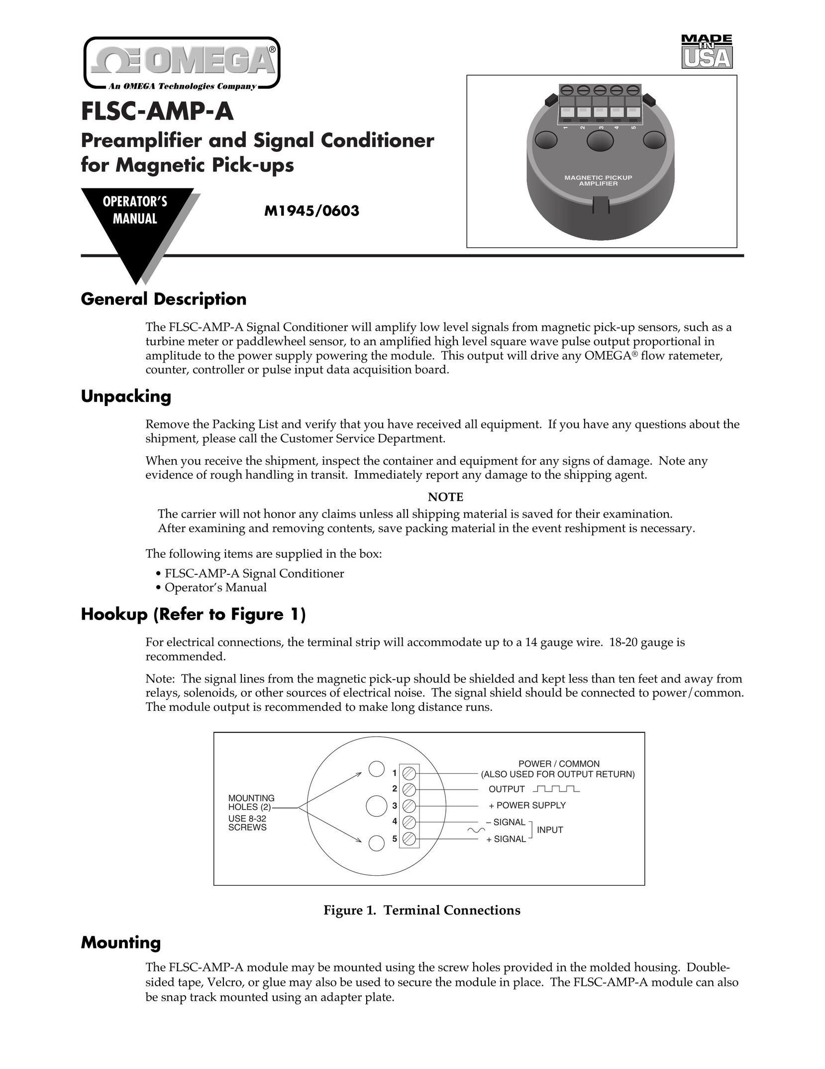 Omega Speaker Systems 0603 Car Amplifier User Manual