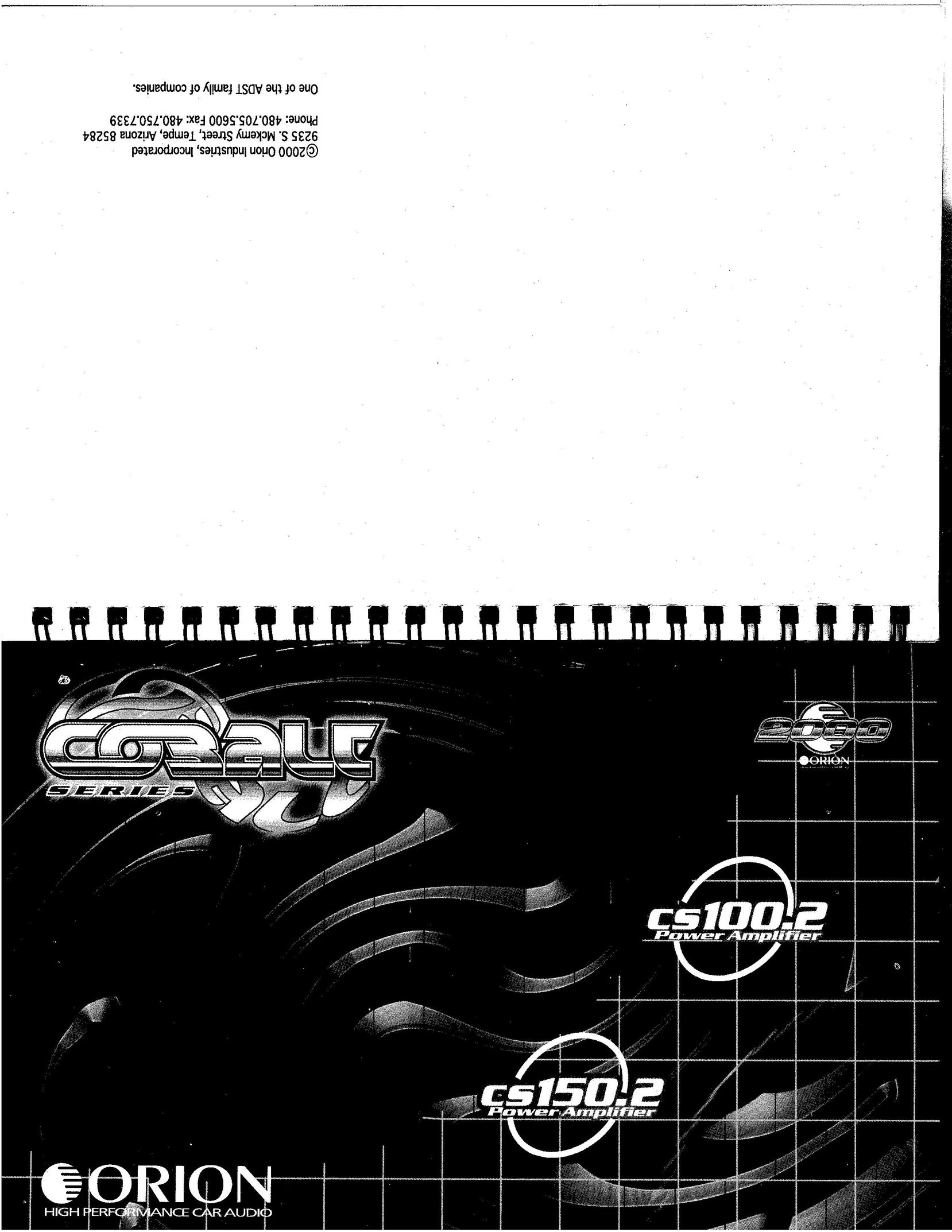 Orion Car Audio CS100.2 Car Amplifier User Manual