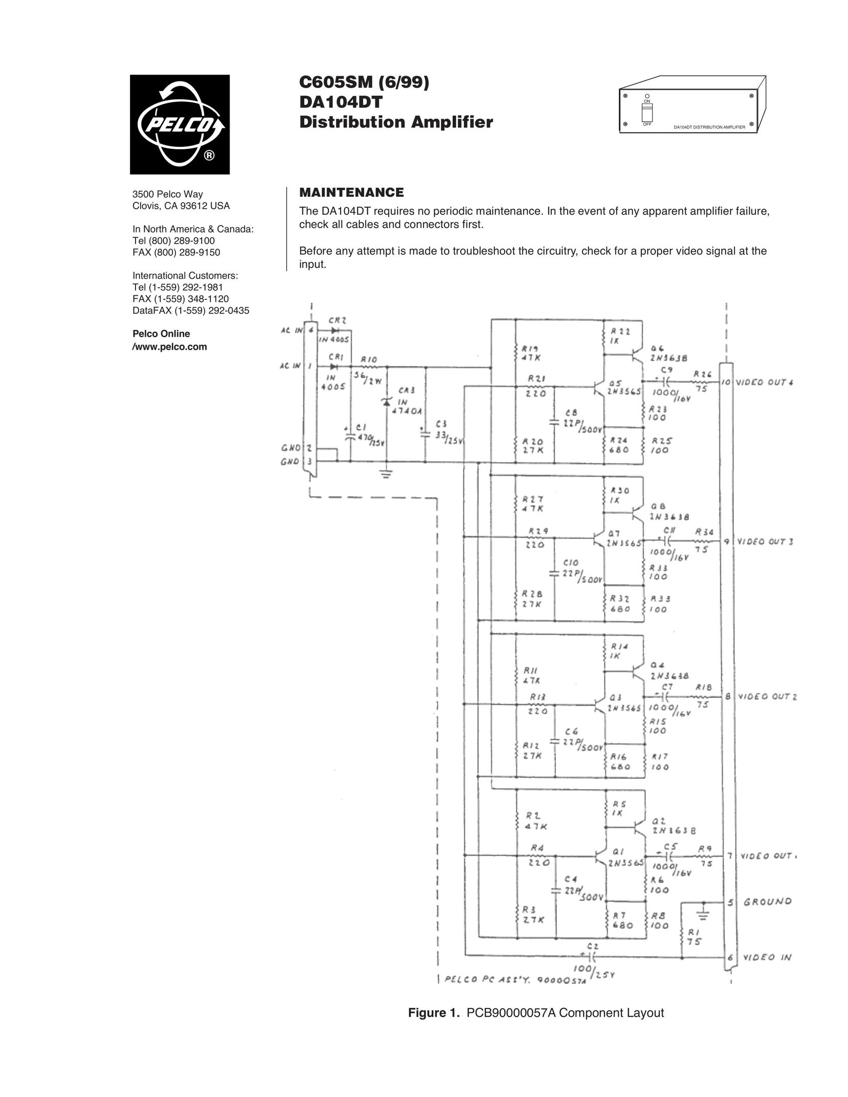 Pelco DA104DT Car Amplifier User Manual