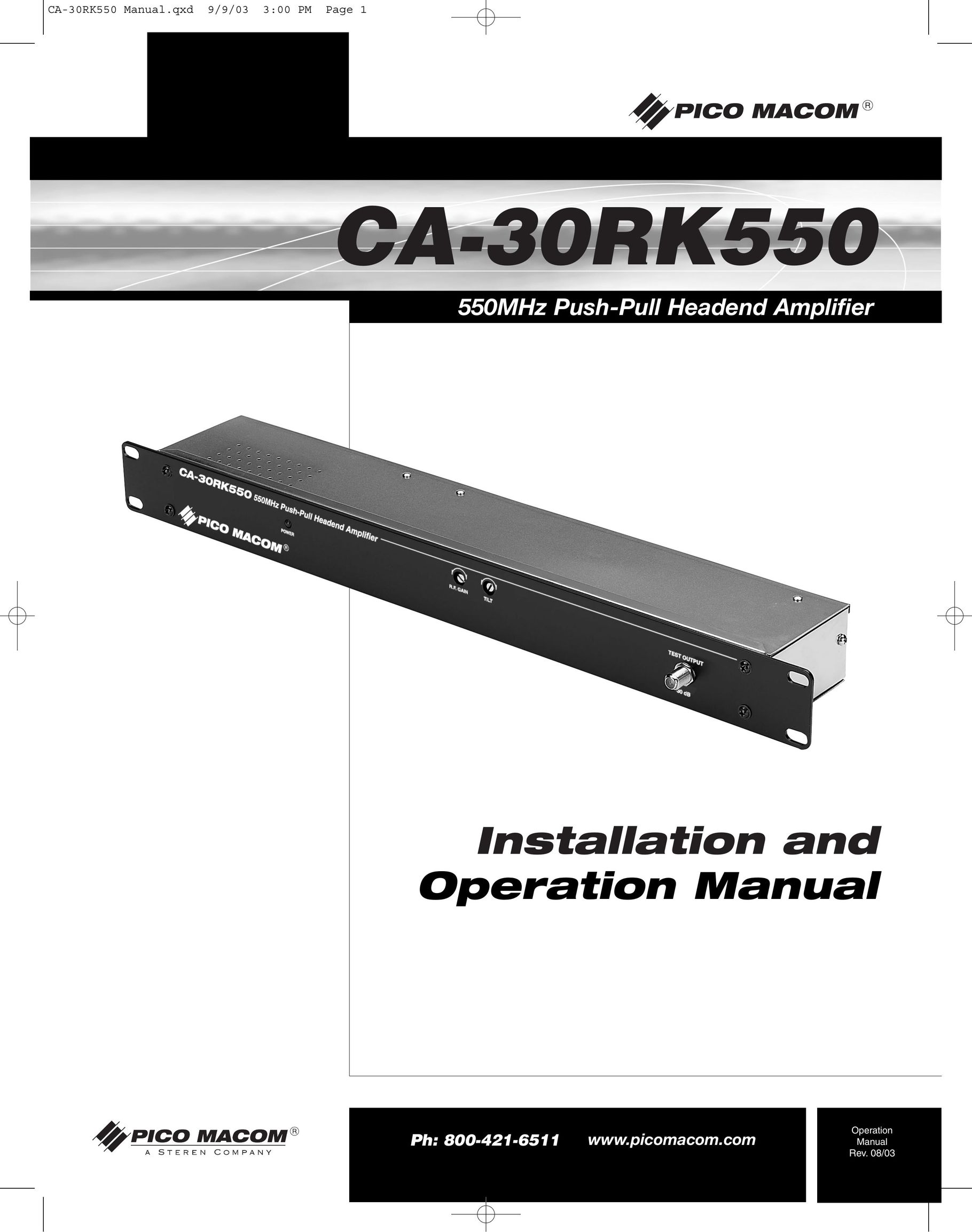Pico Macom CA-30RK559 Car Amplifier User Manual