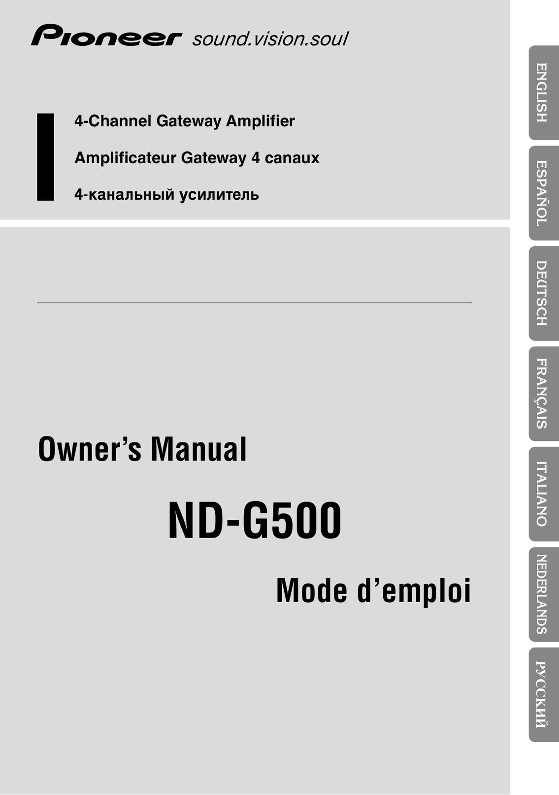 Pioneer ND-G500 Car Amplifier User Manual