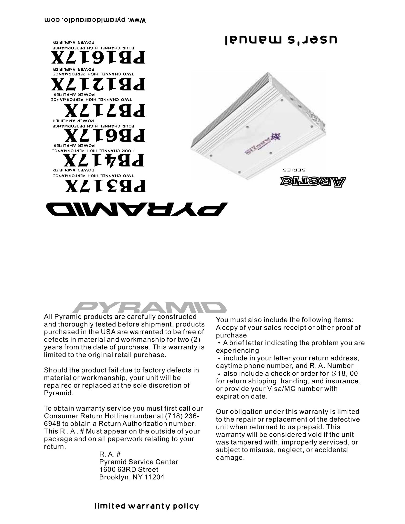 Pyramid Car Audio PB417X Car Amplifier User Manual