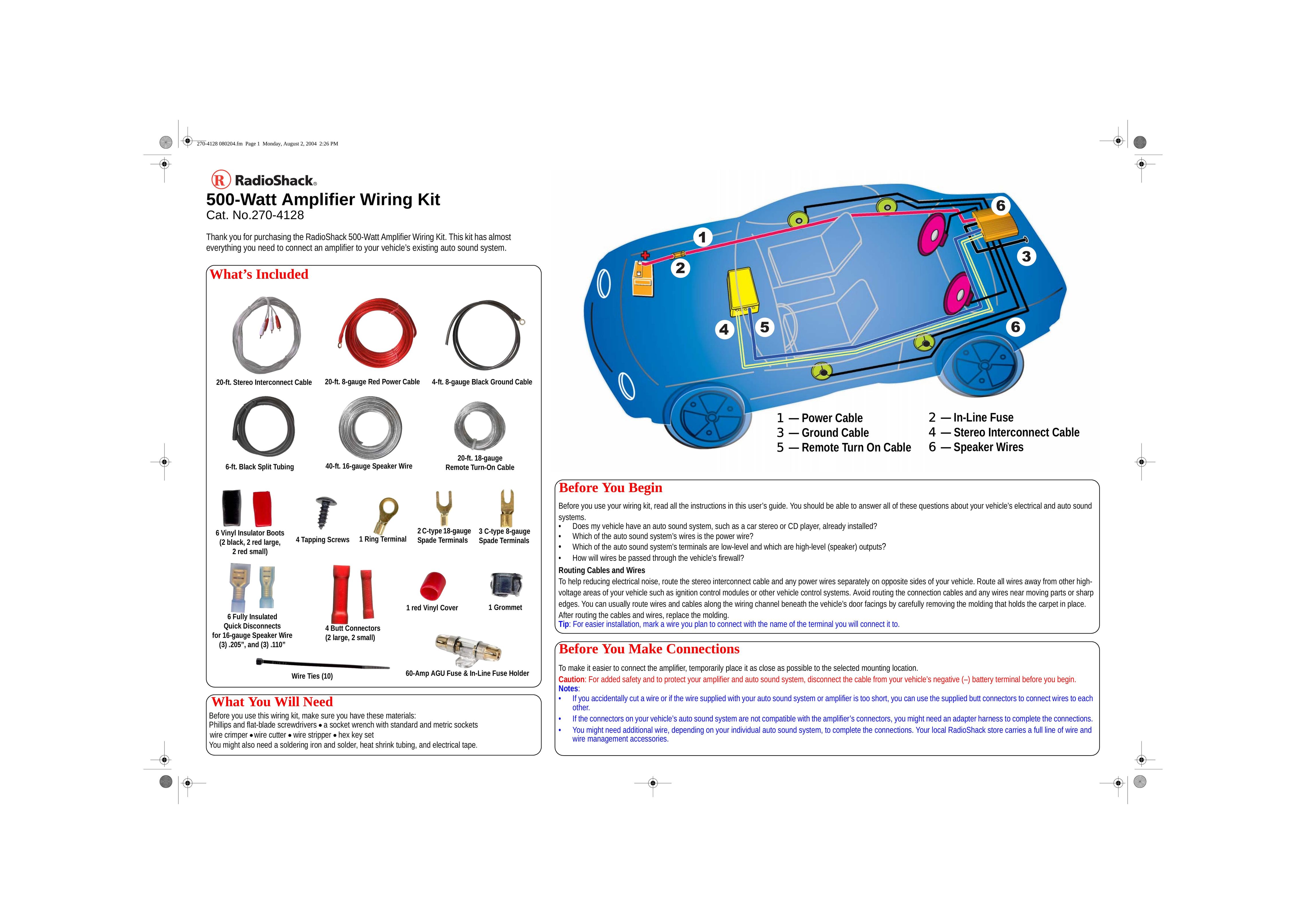 Radio Shack 270-4128 Car Amplifier User Manual