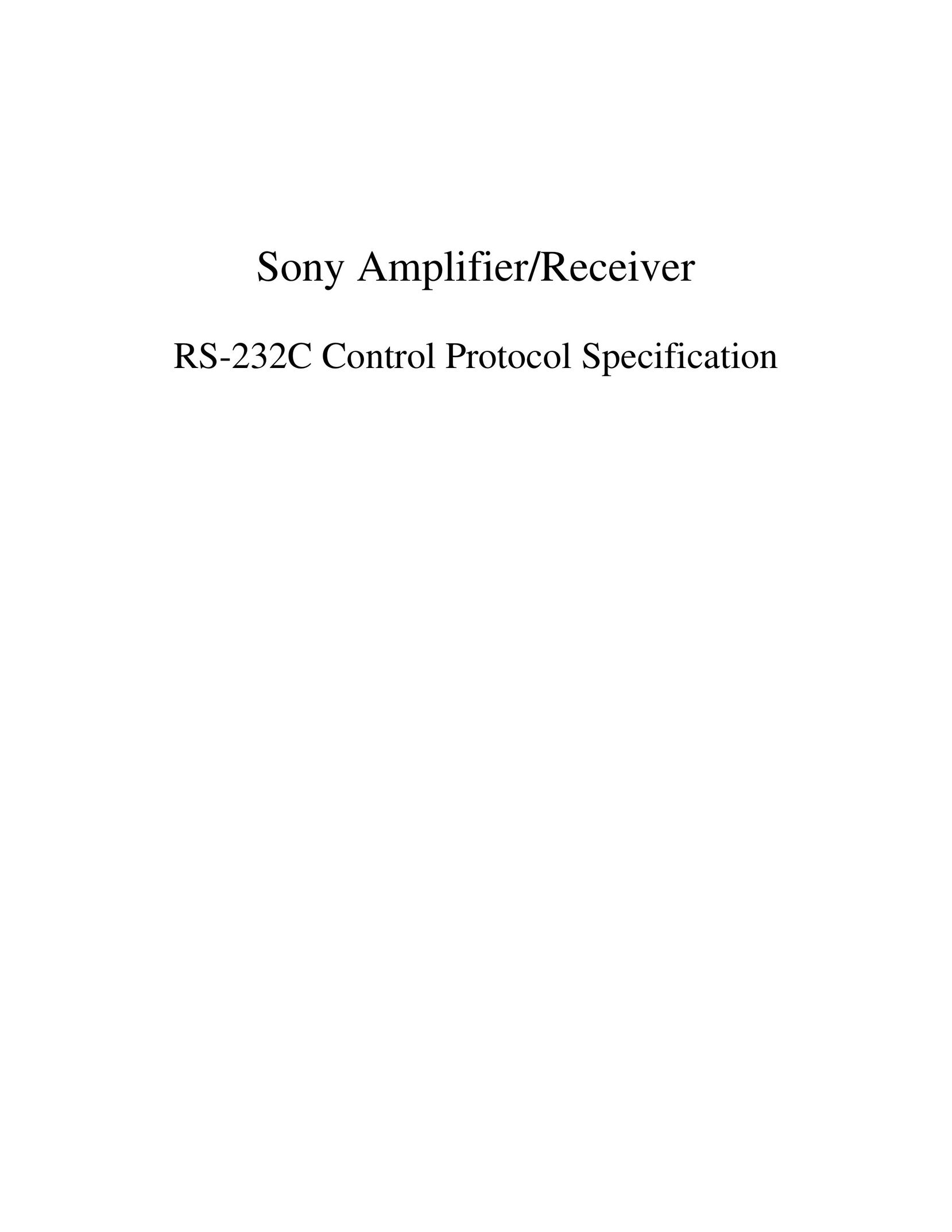 Sony RS-232C Car Amplifier User Manual