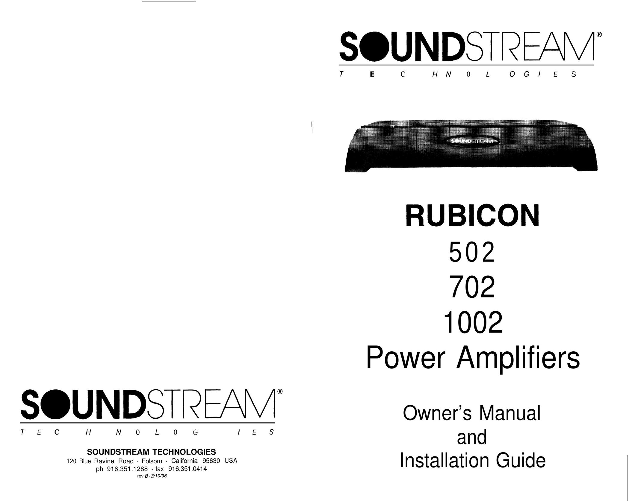 Soundstream Technologies 1002 Car Amplifier User Manual