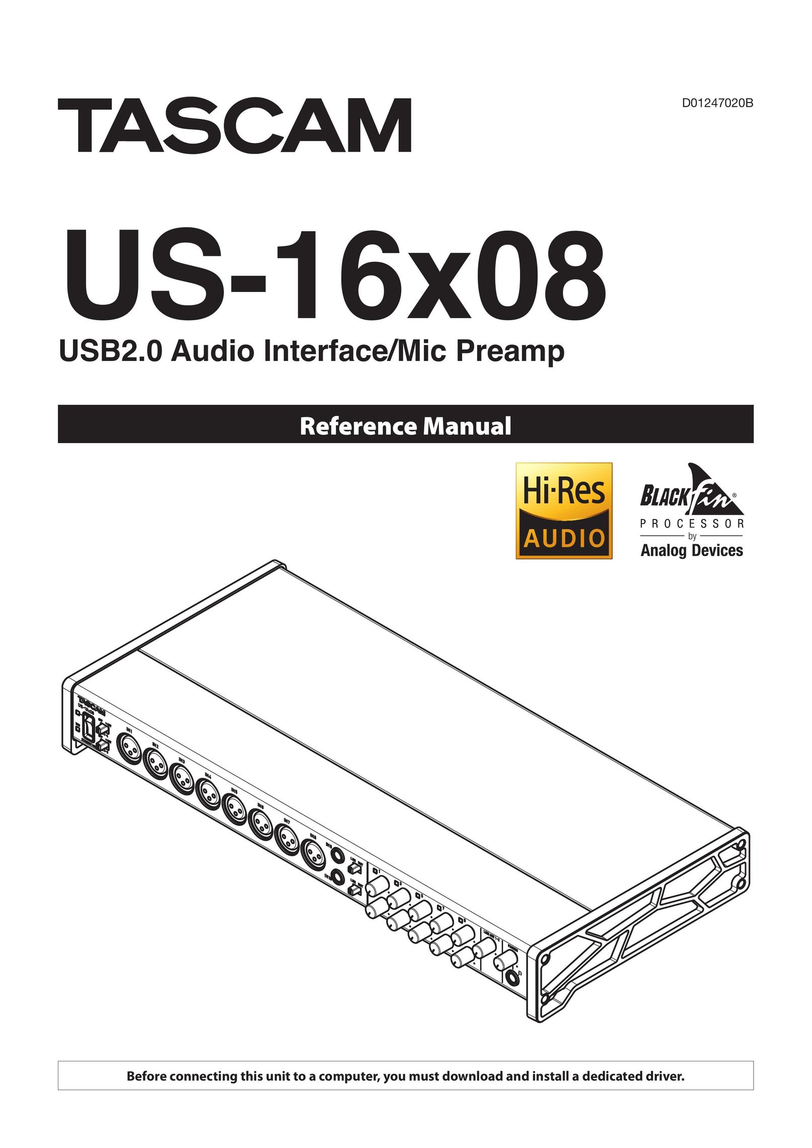 Tascam US-16x08 Car Amplifier User Manual