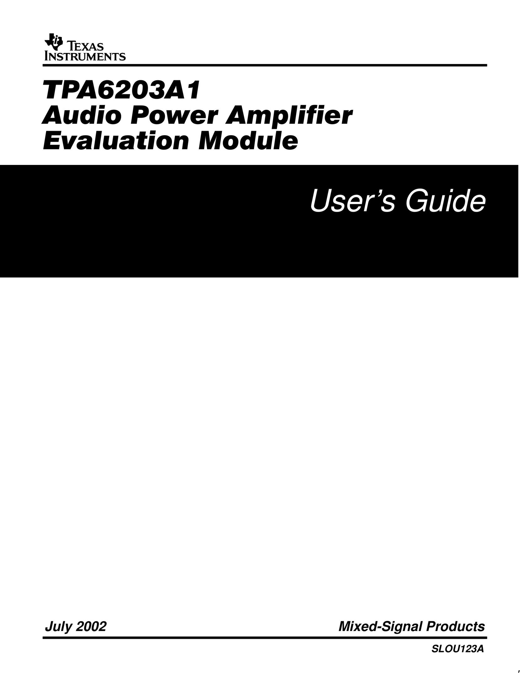 Texas Instruments TAP6203A1 Car Amplifier User Manual
