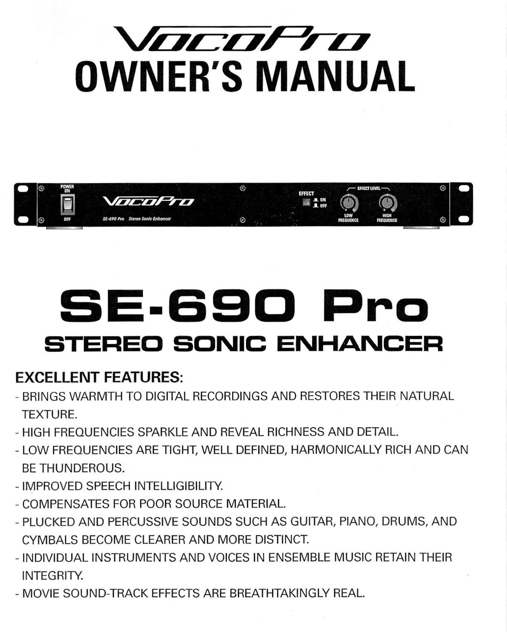 VocoPro SE-690 Pro Car Amplifier User Manual