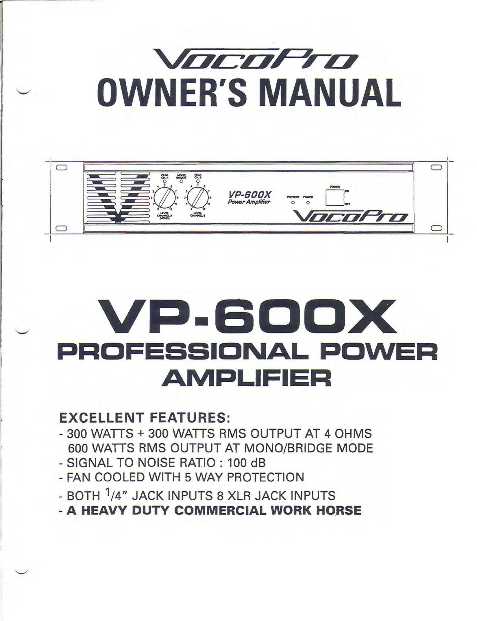 VocoPro VP-600X Car Amplifier User Manual
