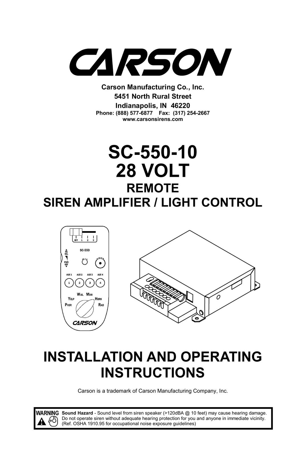 Vornado SC-550-10 Car Amplifier User Manual