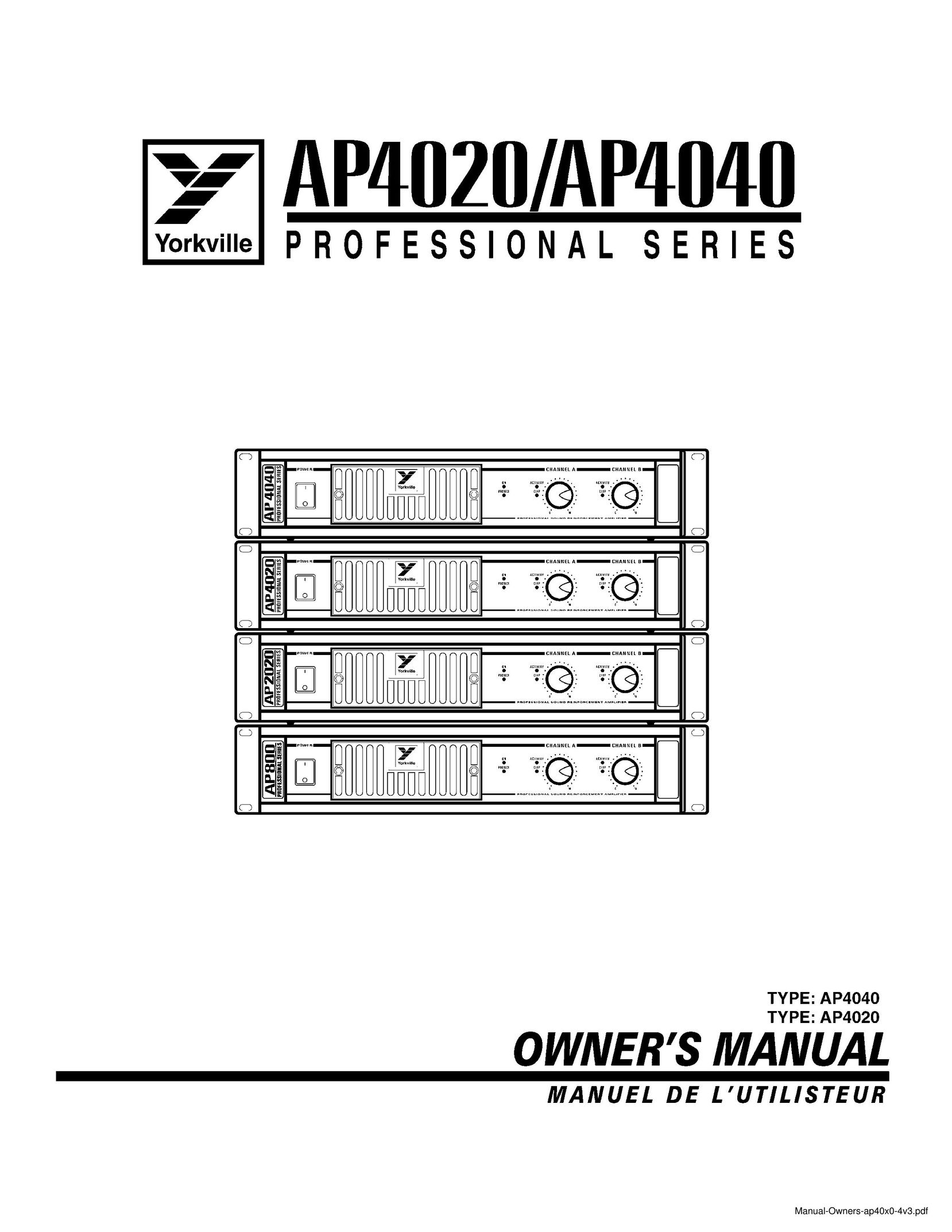 Yorkville Sound AP4020 Car Amplifier User Manual