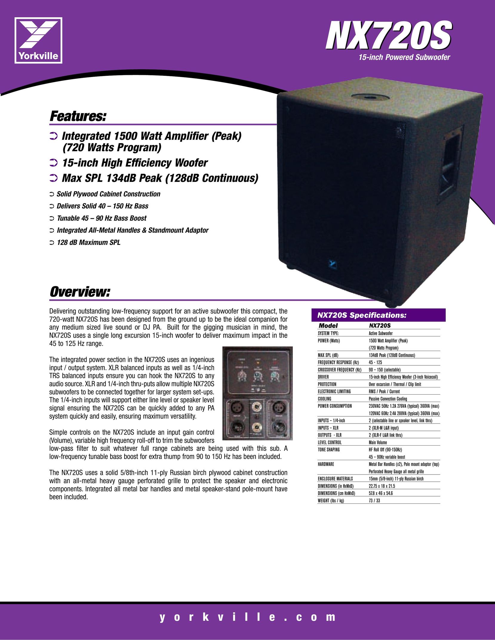 Yorkville Sound NX720S Car Amplifier User Manual