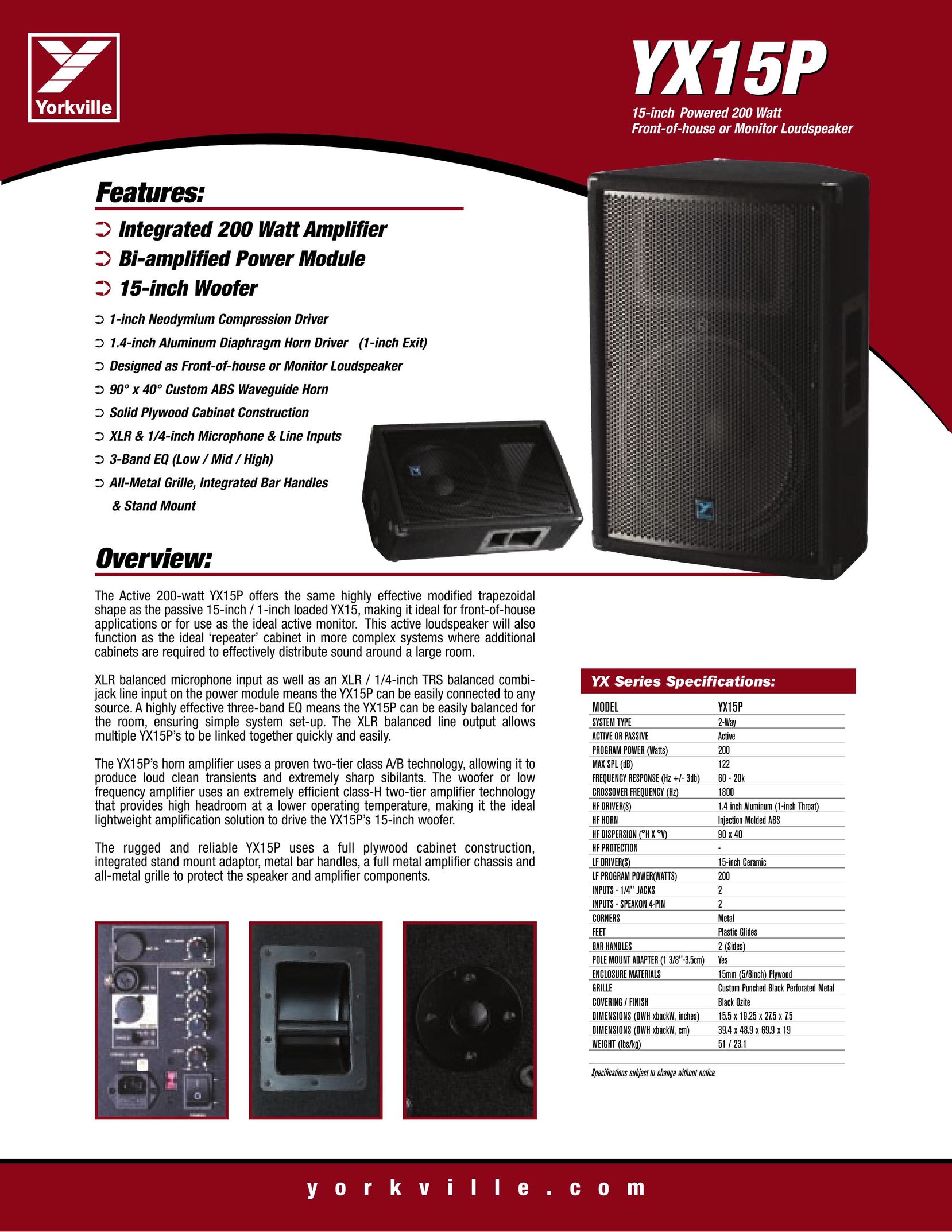 Yorkville Sound YX152 Car Amplifier User Manual