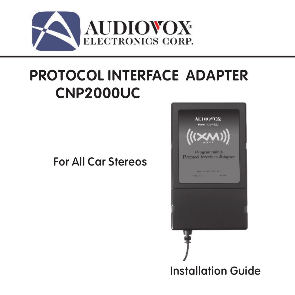 Audiovox CNP2000UC Car Satellite Radio System User Manual