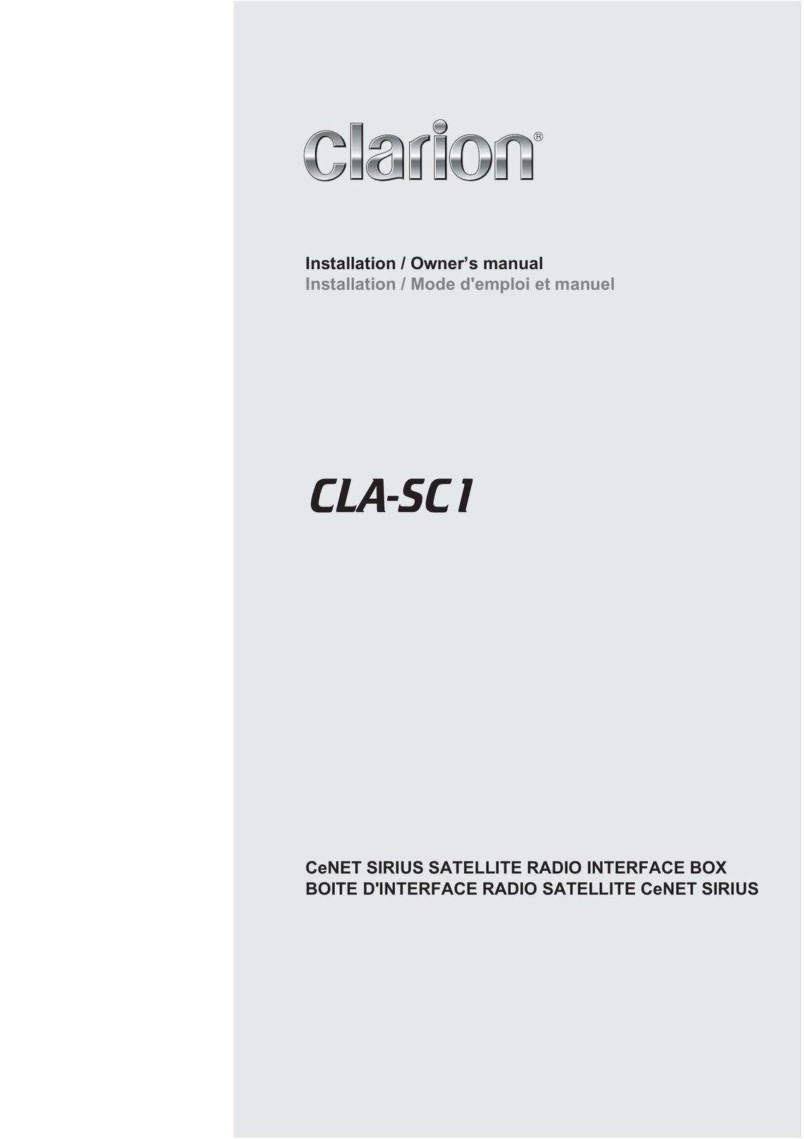 Clarion CLA-SC1 Car Satellite Radio System User Manual