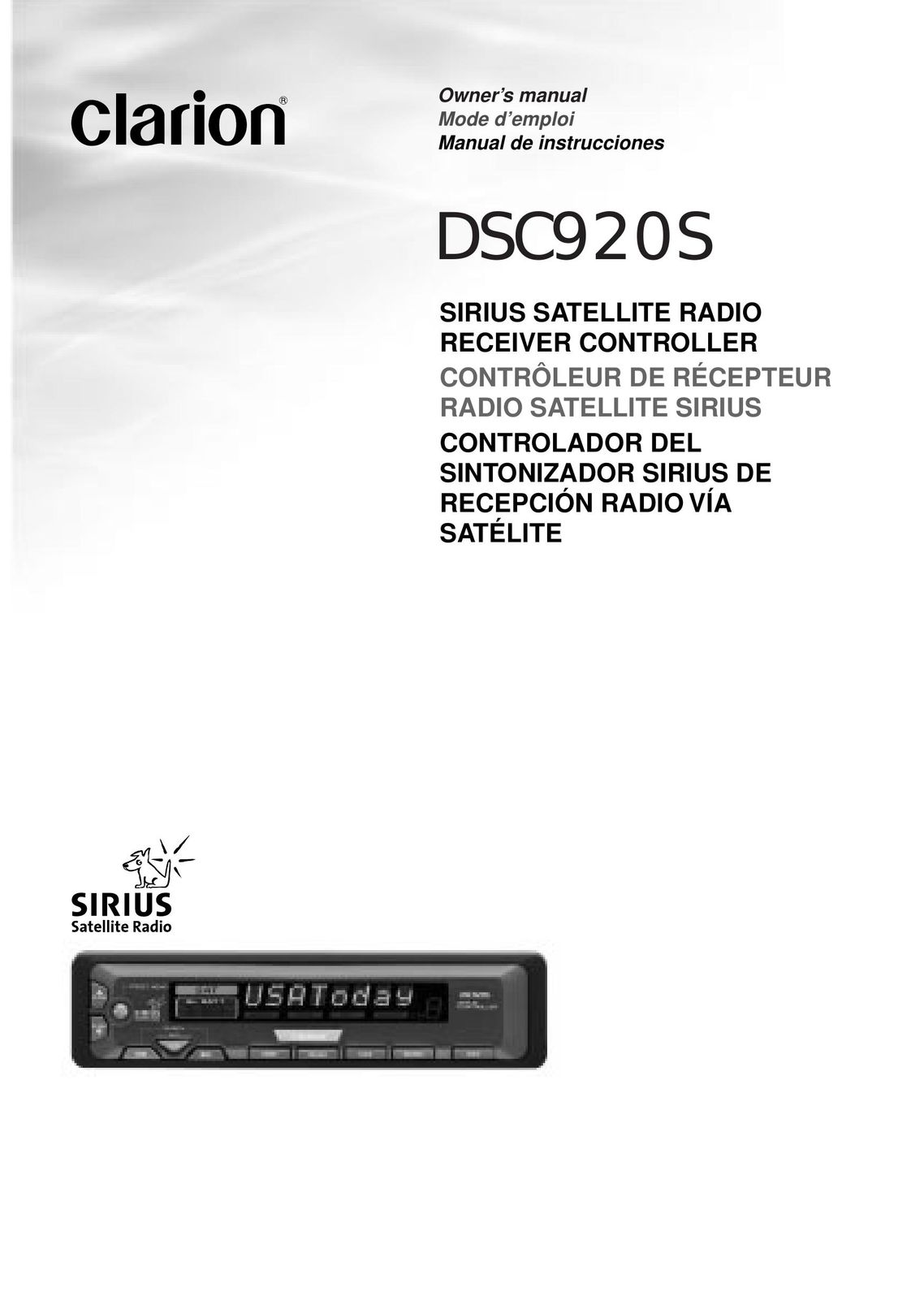 Clarion DSC920S Car Satellite Radio System User Manual
