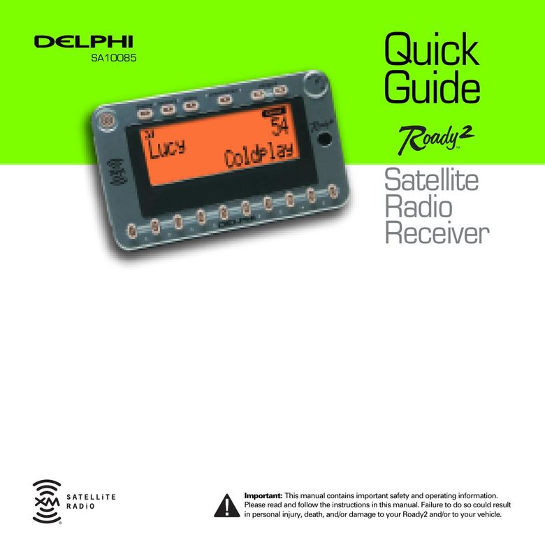 Delphi SA10085 Car Satellite Radio System User Manual