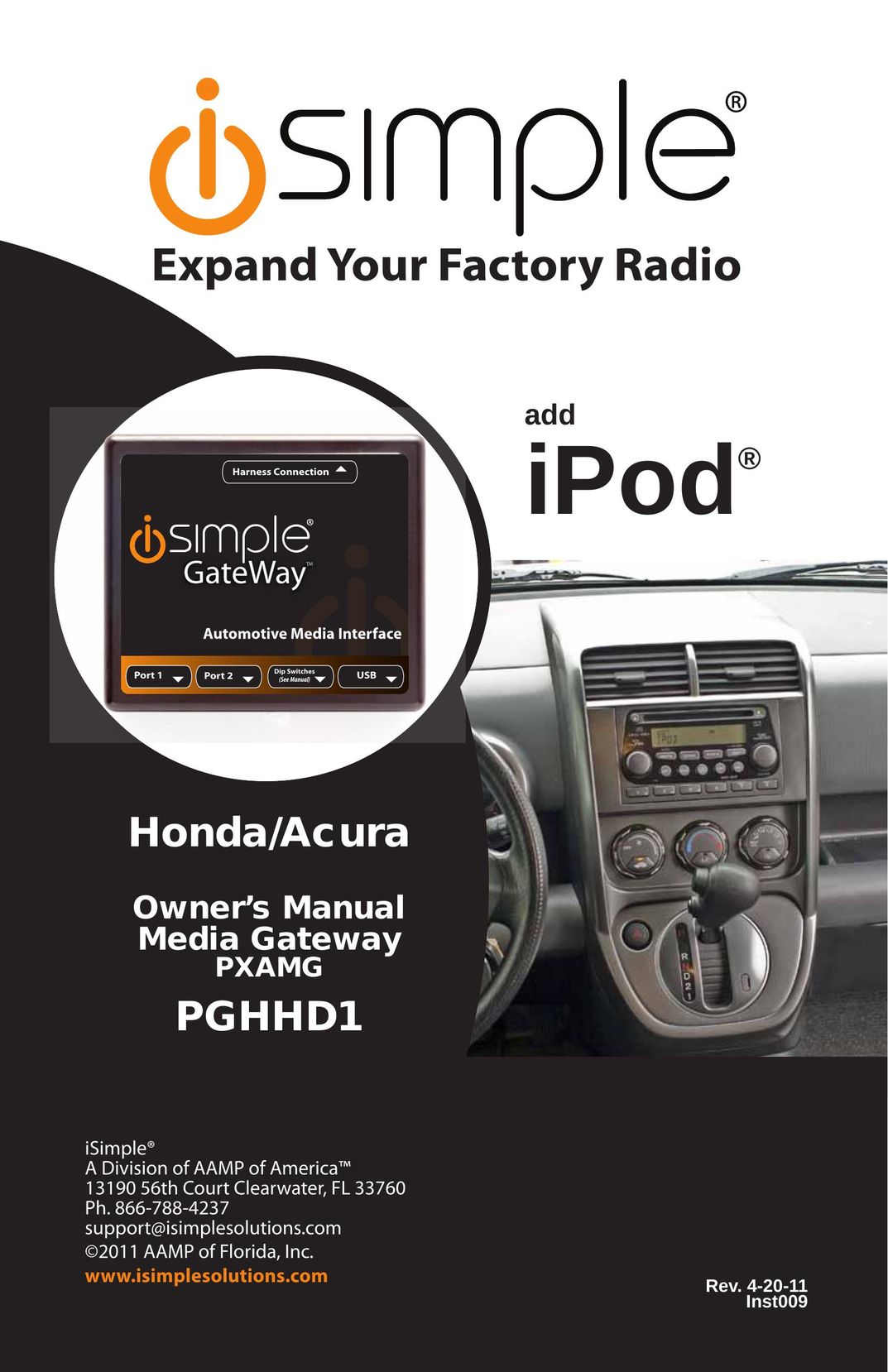 iSimple PGHHD1 Car Satellite Radio System User Manual