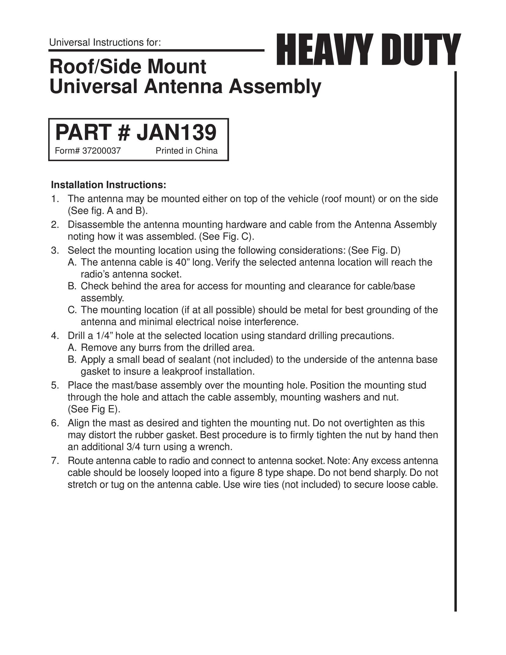Jensen JAN139 Car Satellite Radio System User Manual