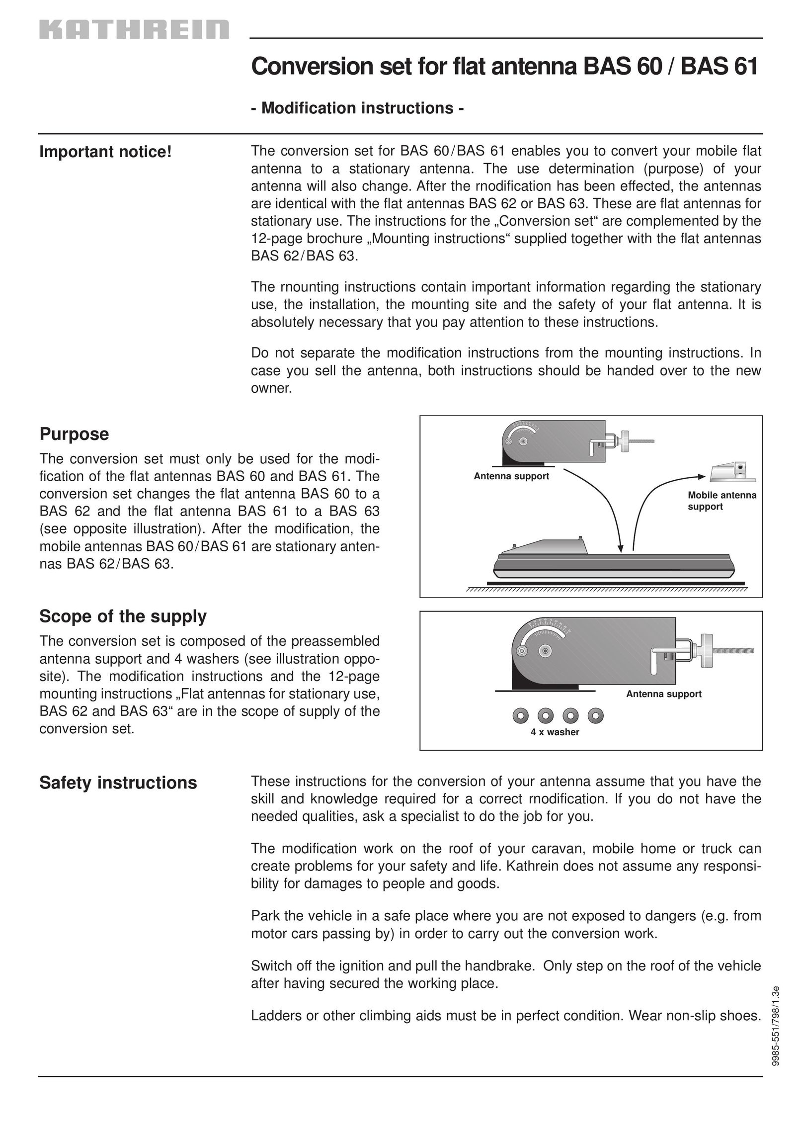 Kathrein BAS 60 Car Satellite Radio System User Manual