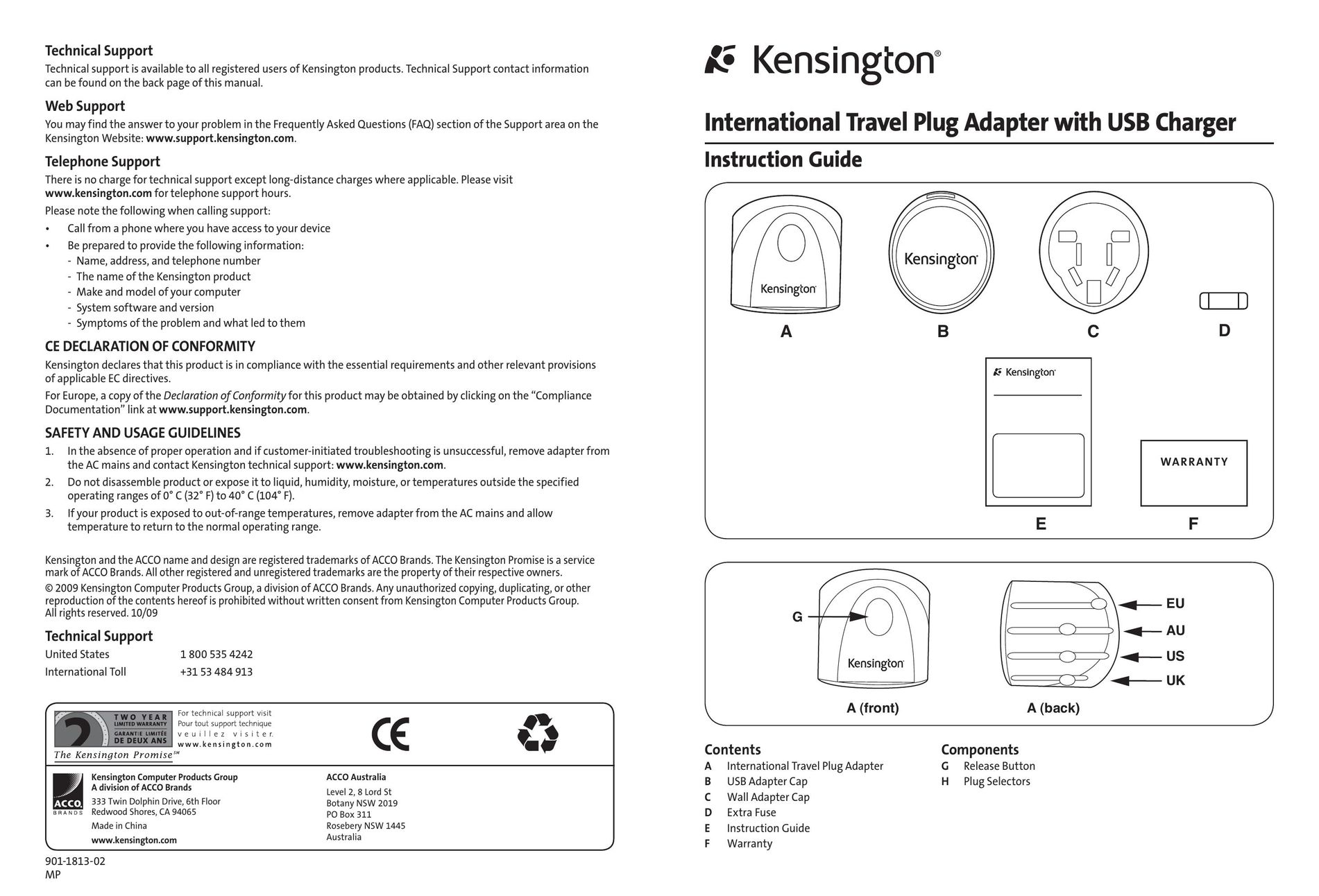 Kensington 110V n 275W Car Satellite Radio System User Manual