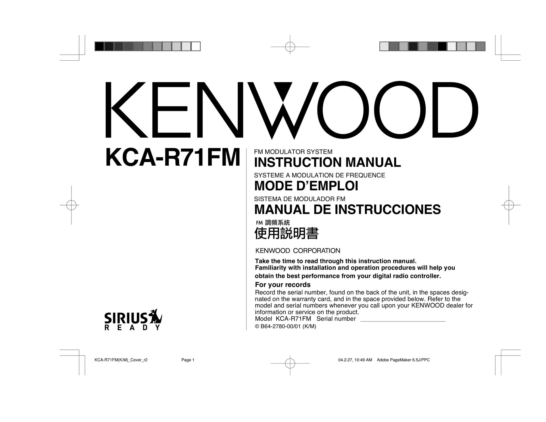 Kenwood KCA-R71FM Car Satellite Radio System User Manual