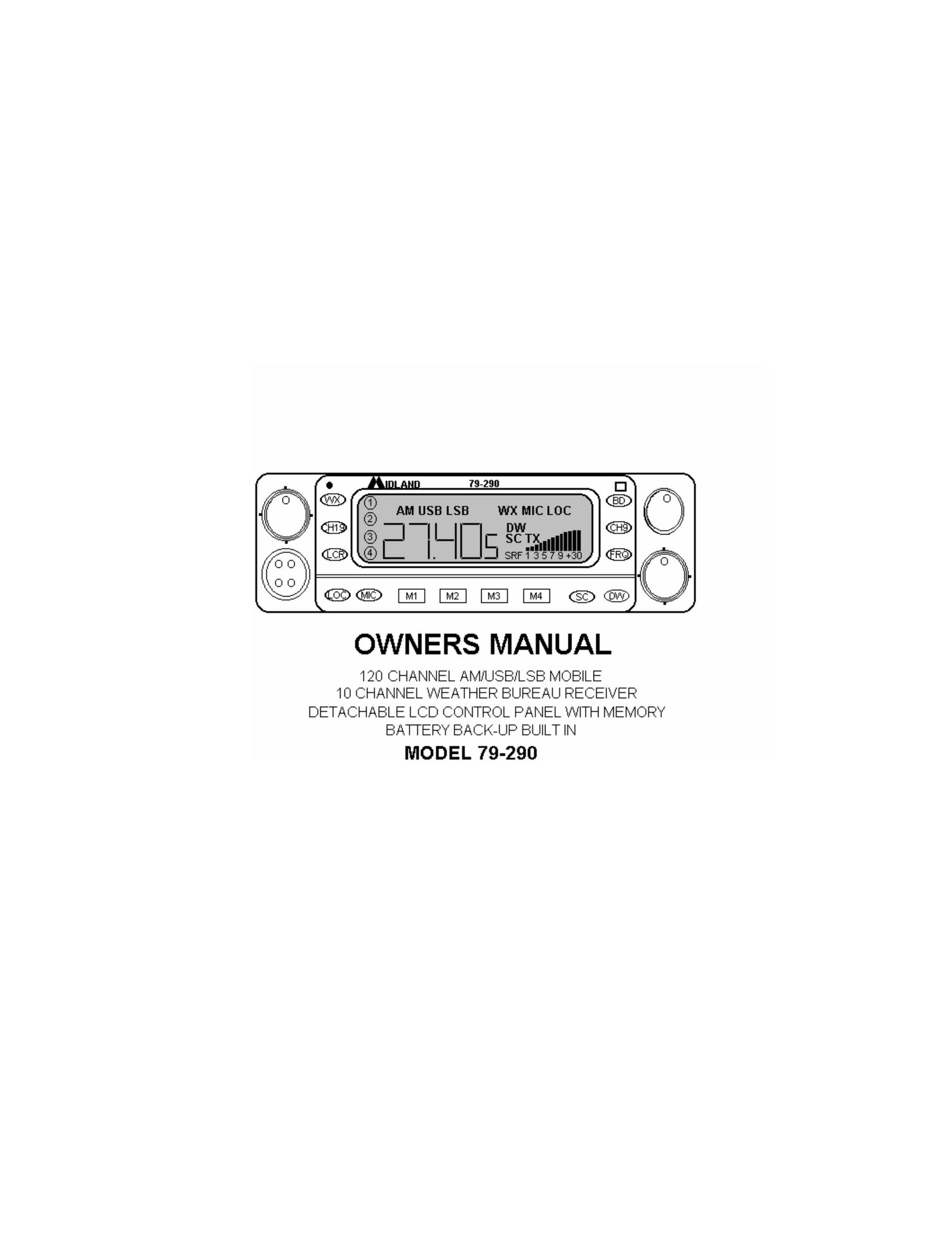 Midland Radio 79-290 Car Satellite Radio System User Manual