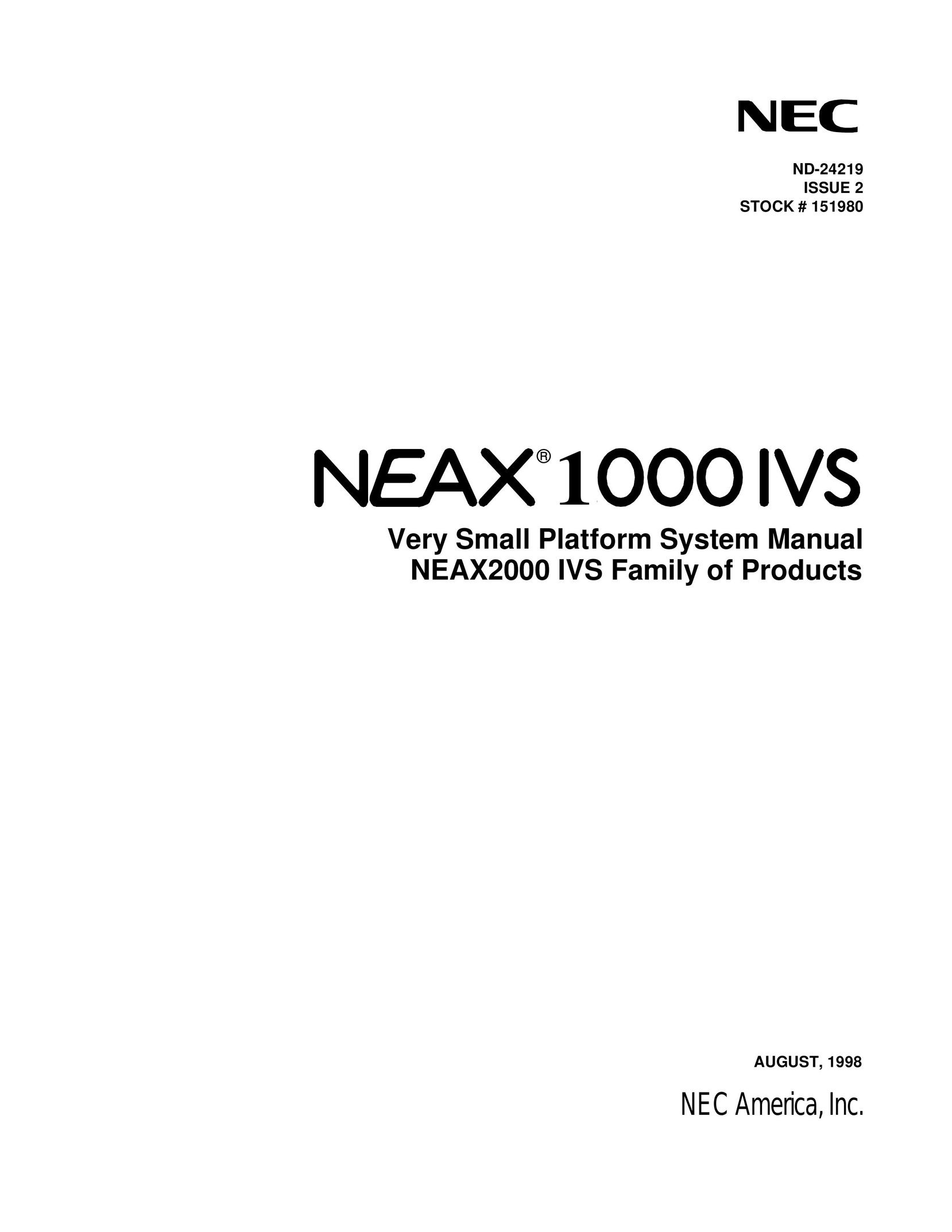 NEC NEAX1000IVS Car Satellite Radio System User Manual
