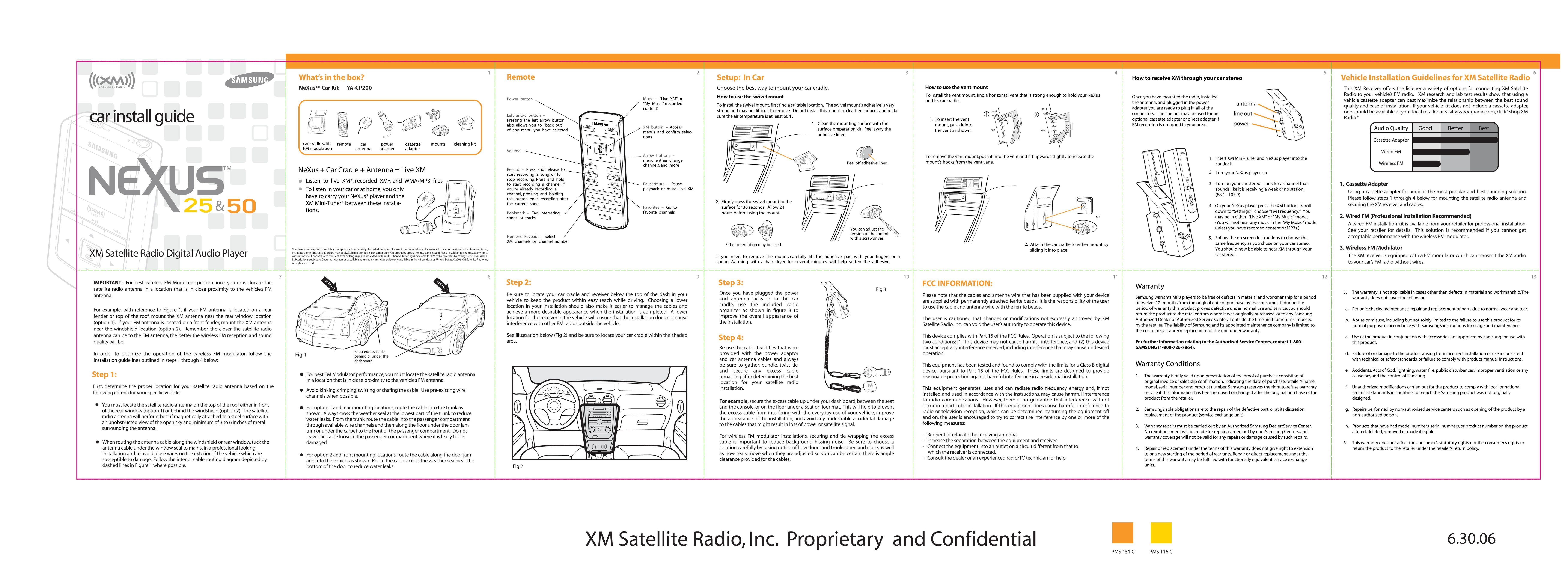 Nexus 21 XM Car Satellite Radio System User Manual