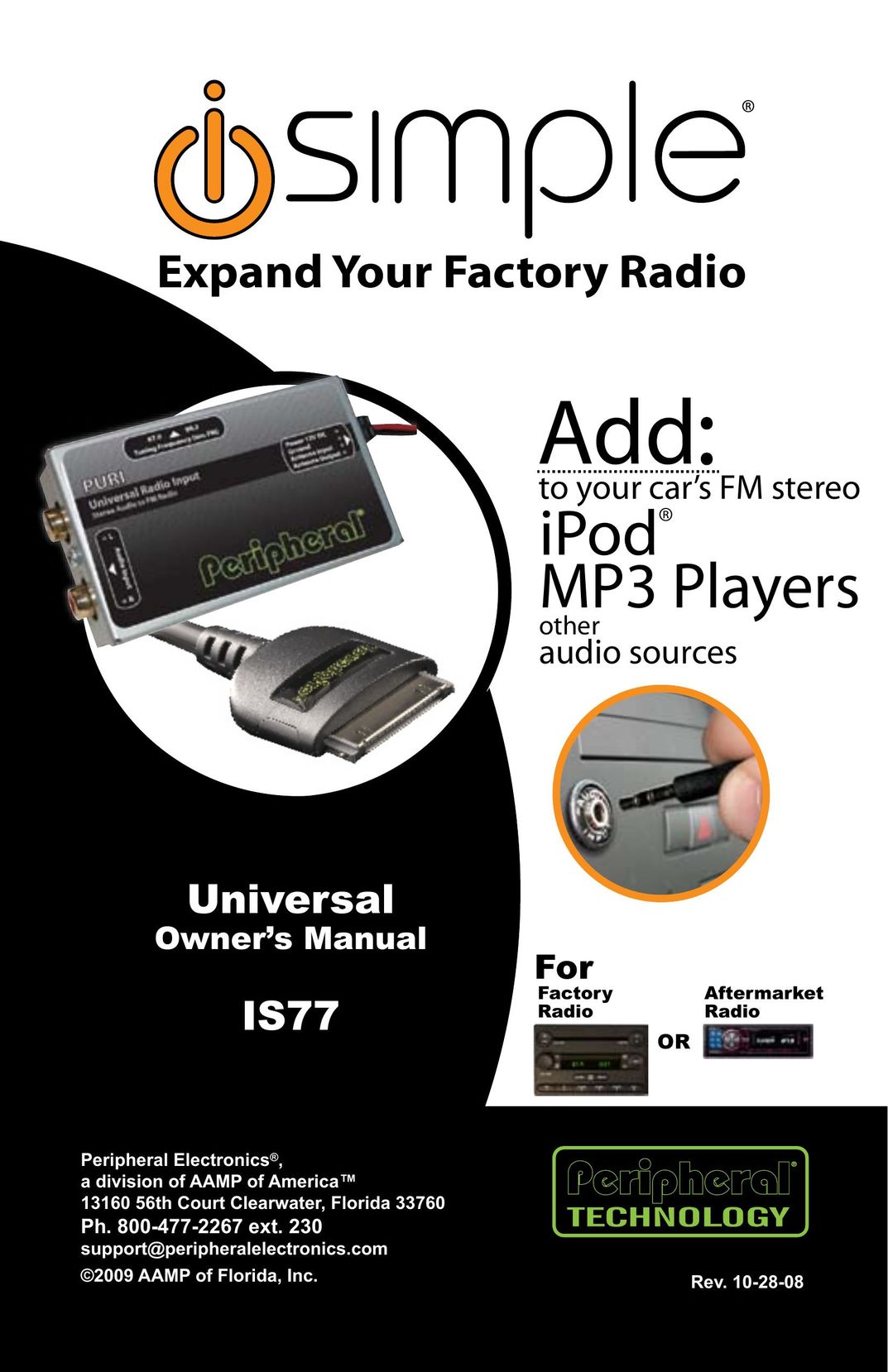 Peripheral Electronics IS77 Car Satellite Radio System User Manual