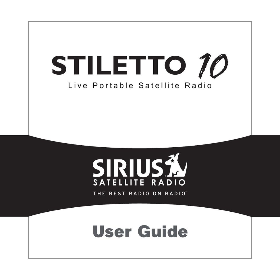 Sirius Satellite Radio 100306B Car Satellite Radio System User Manual