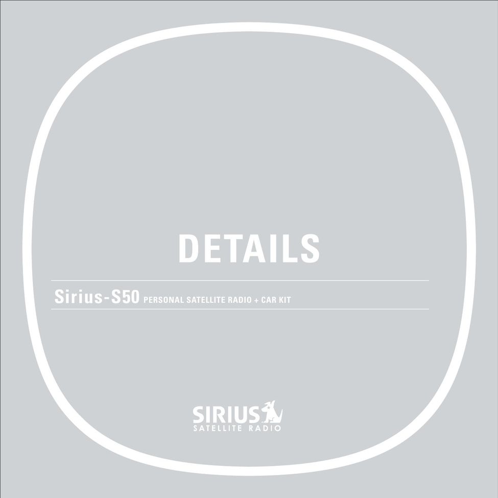 Sirius Satellite Radio S50 Car Satellite Radio System User Manual