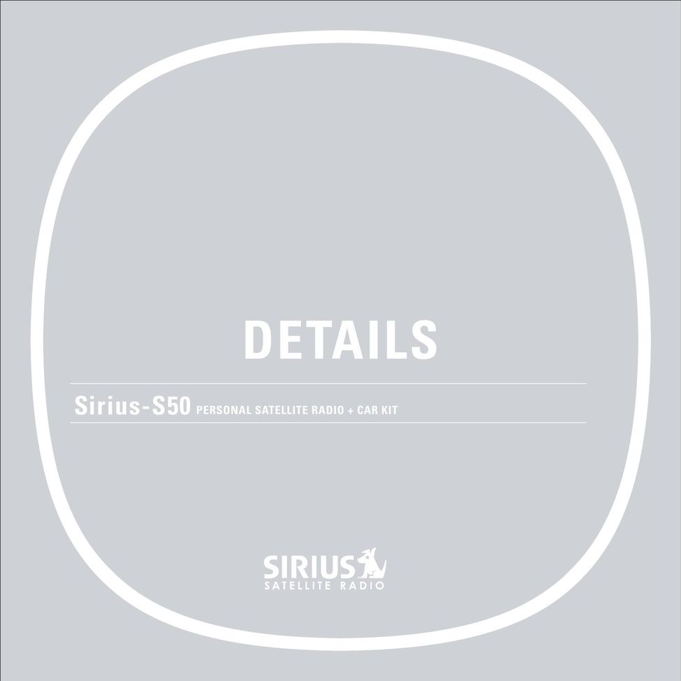 Sirius Satellite Radio Sirius-S50 Car Satellite Radio System User Manual