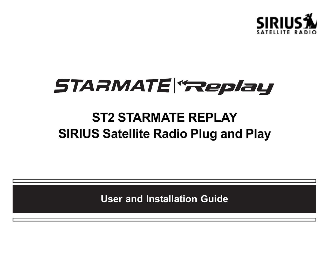 Sirius Satellite Radio ST2 Car Satellite Radio System User Manual