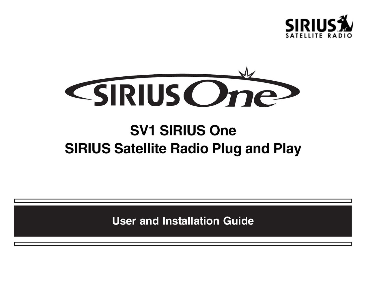 Sirius Satellite Radio SV1 Car Satellite Radio System User Manual