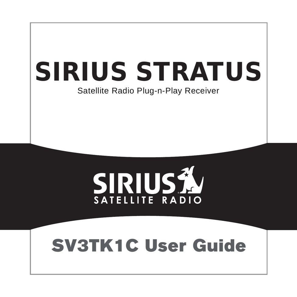 Sirius Satellite Radio SV3TK1C Car Satellite Radio System User Manual
