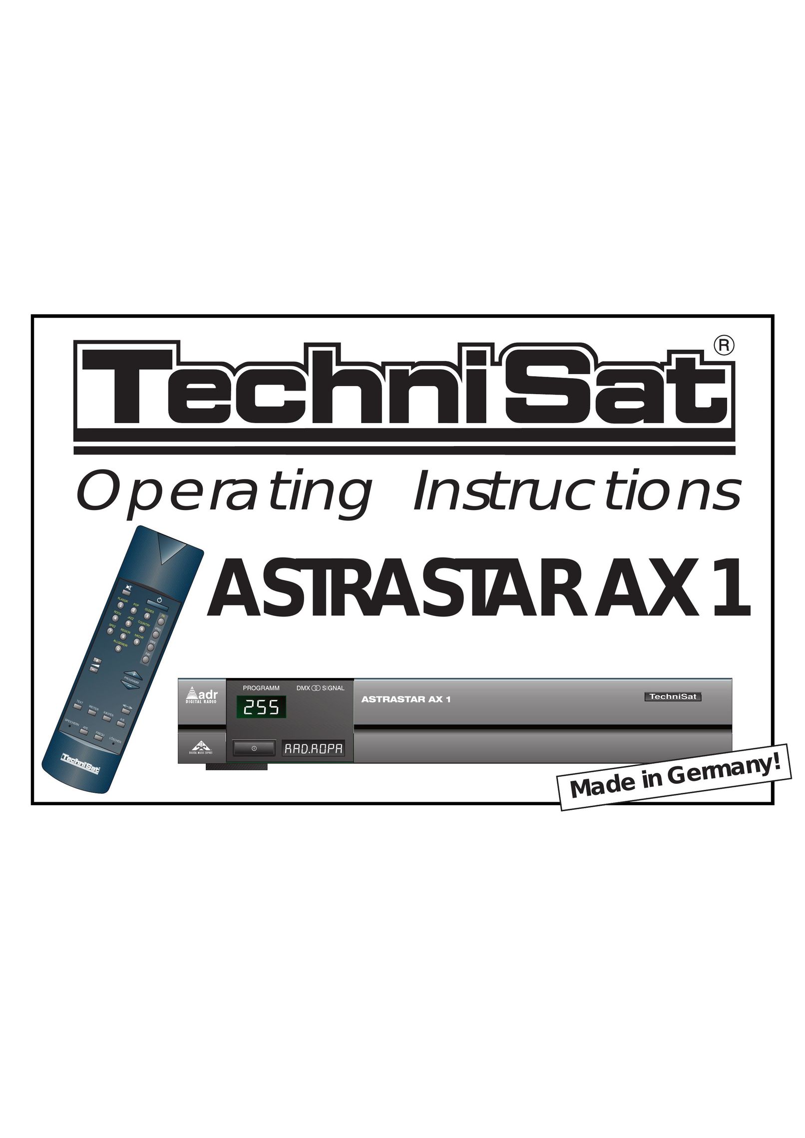 TechniSat AX1 Car Satellite Radio System User Manual