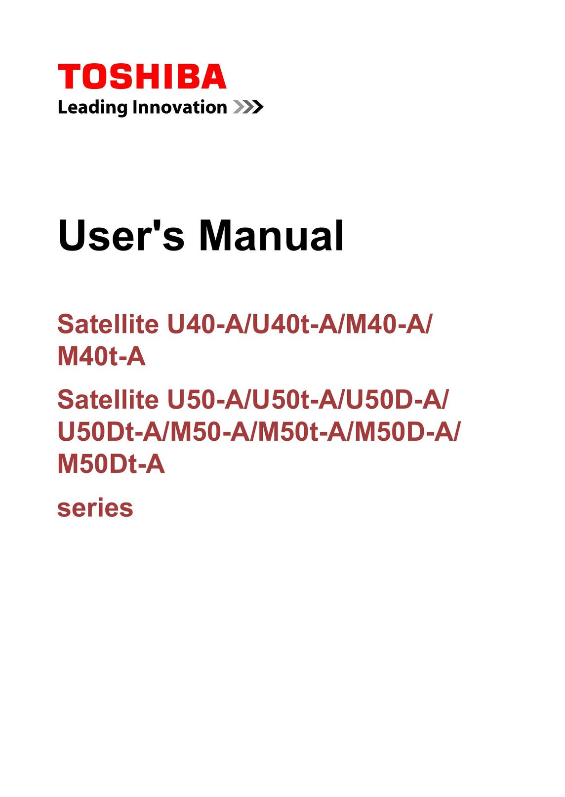 Toshiba U50 Car Satellite Radio System User Manual