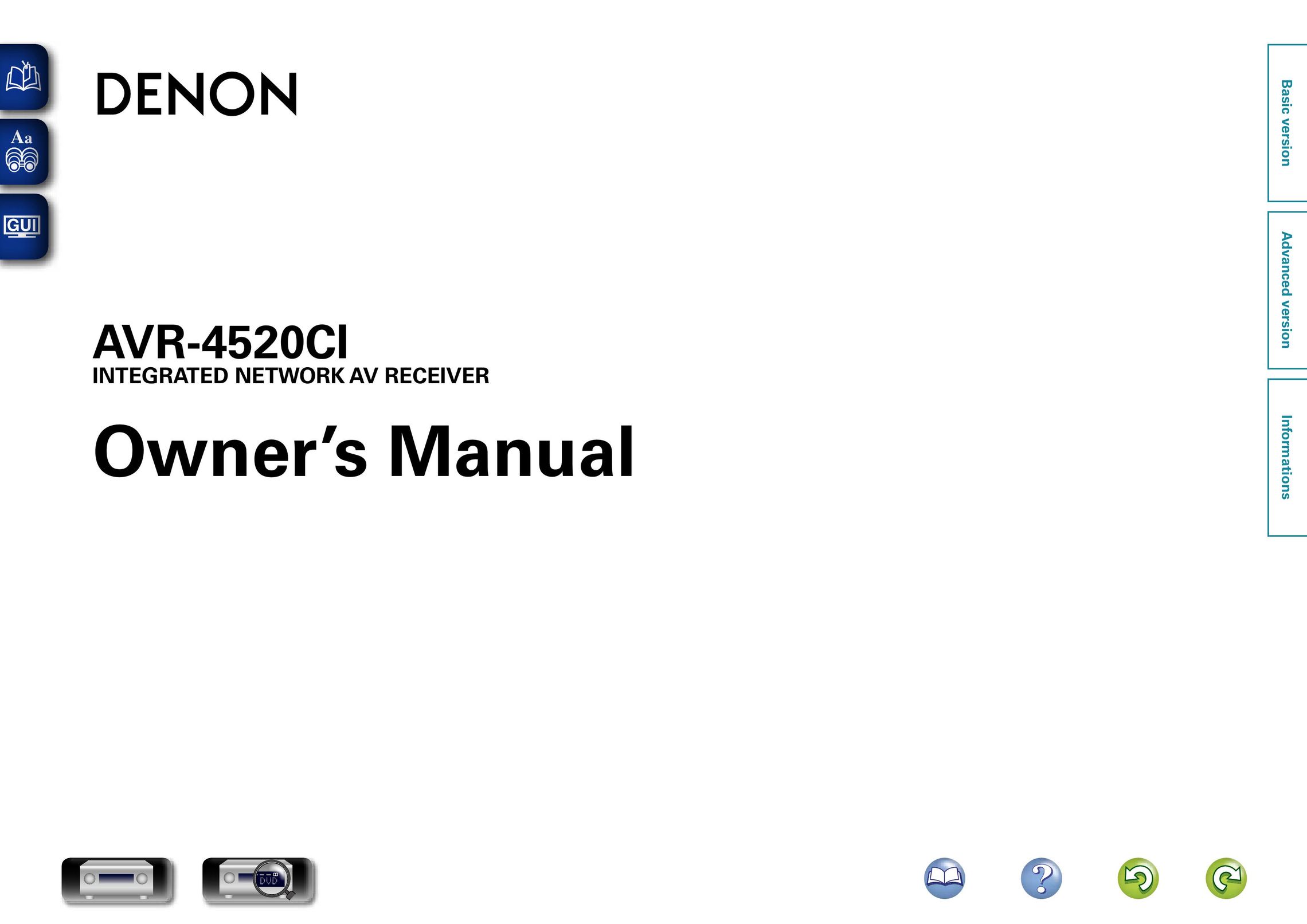 Denon AVR-4520CI Car Satellite TV System User Manual