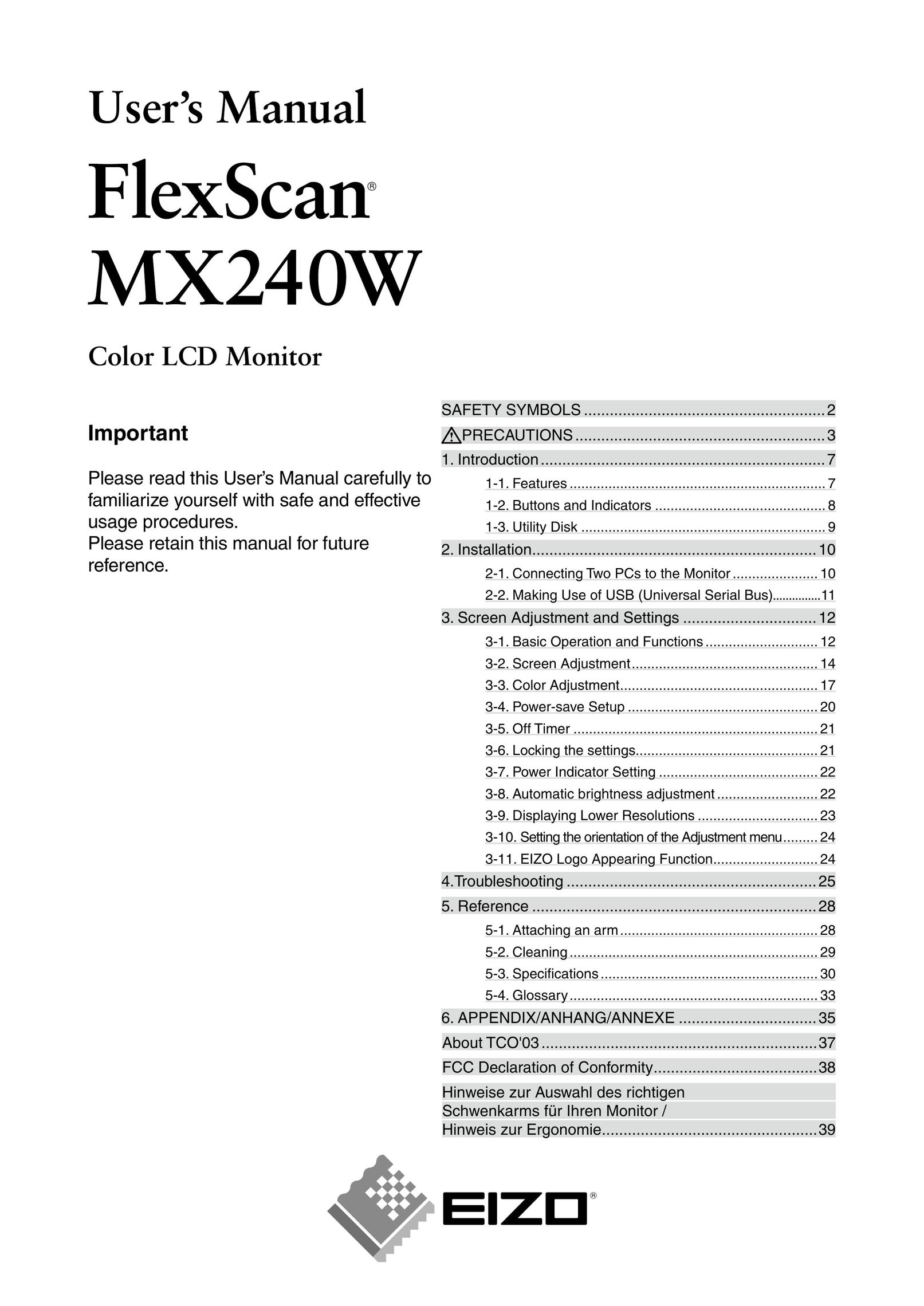 Eizo MX240W Car Satellite TV System User Manual
